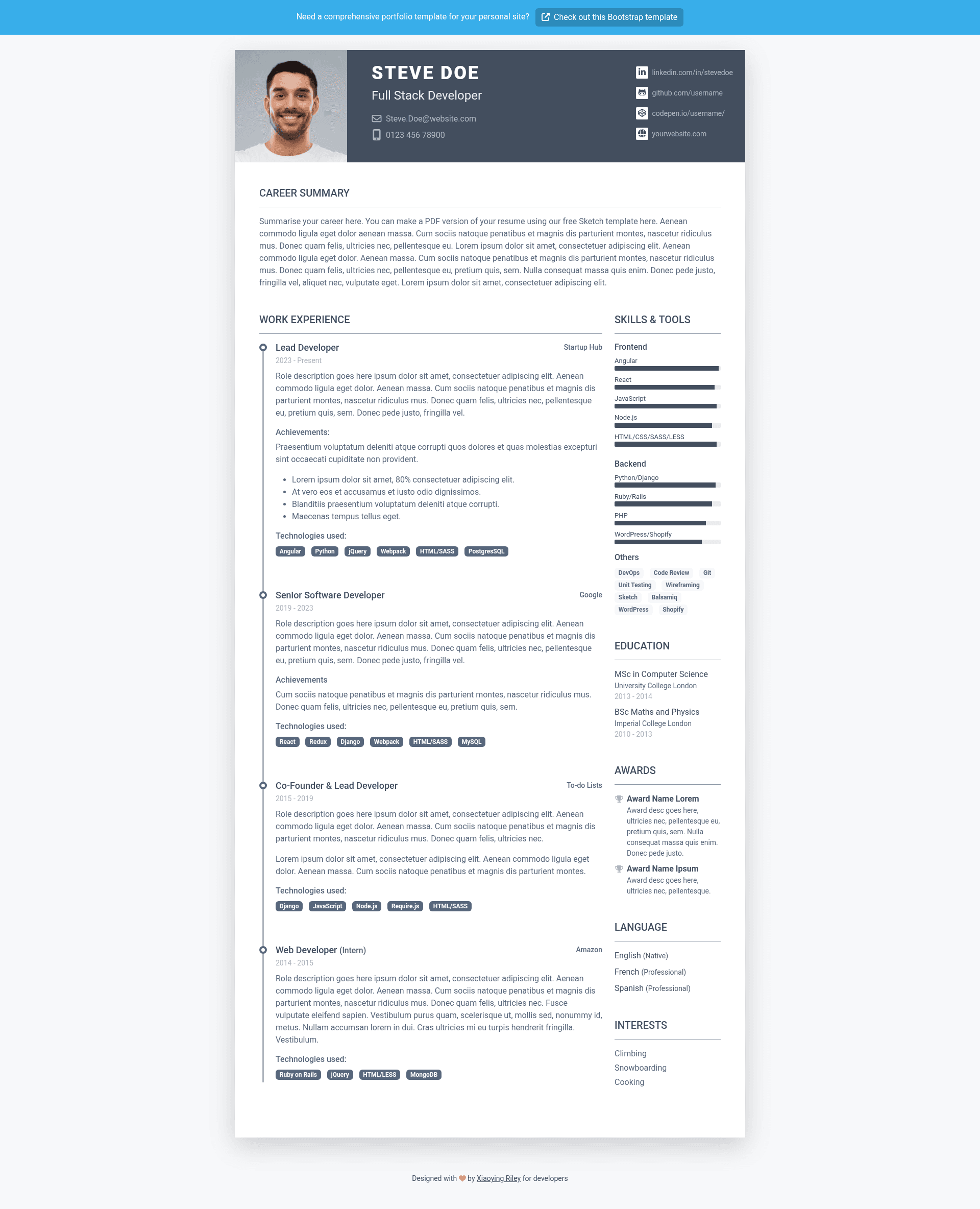 screenshot of Pillar on template0.com