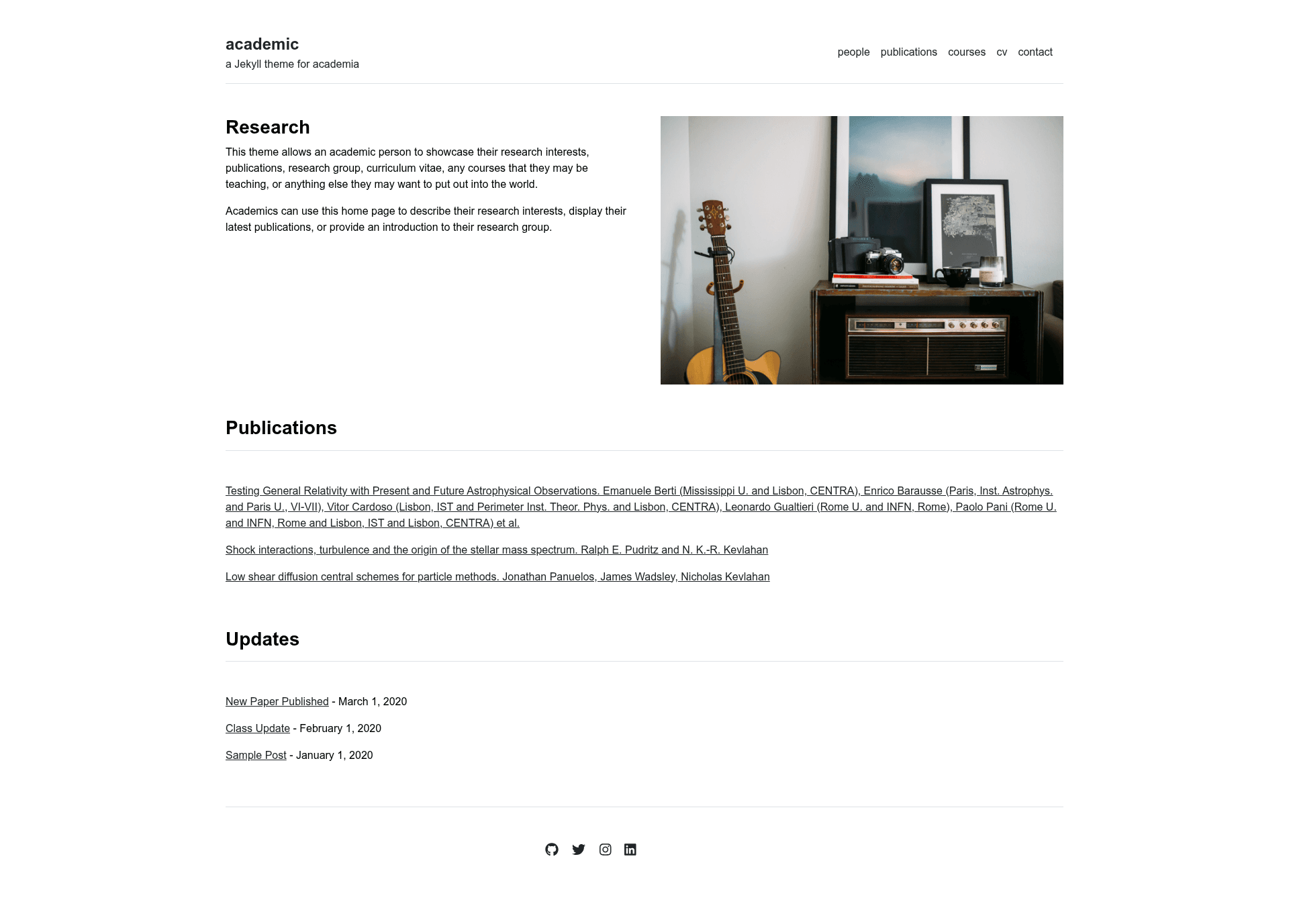 screenshot of Academic on template0.com