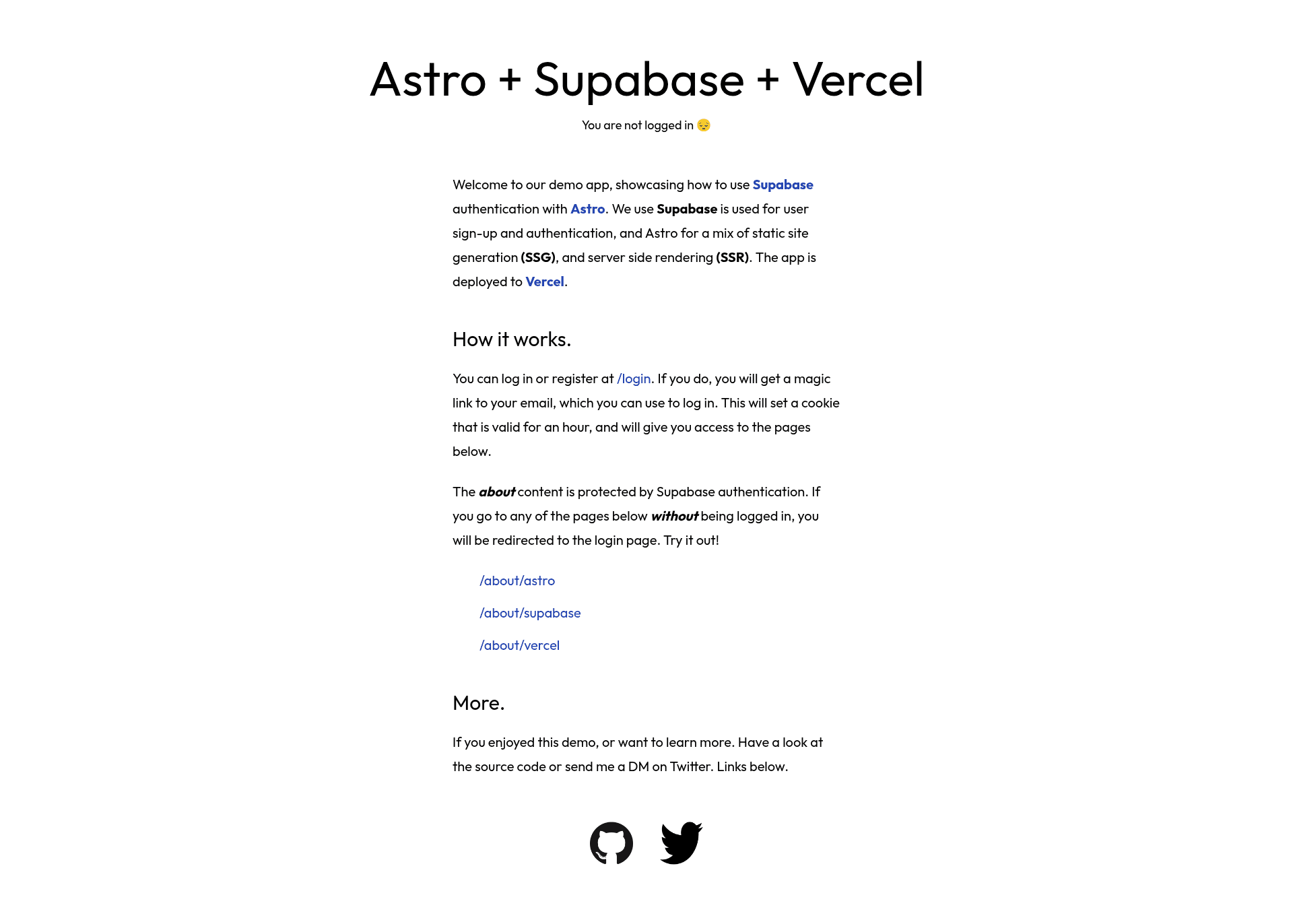 screenshot of Astro-Supabase-Vercel on template0.com