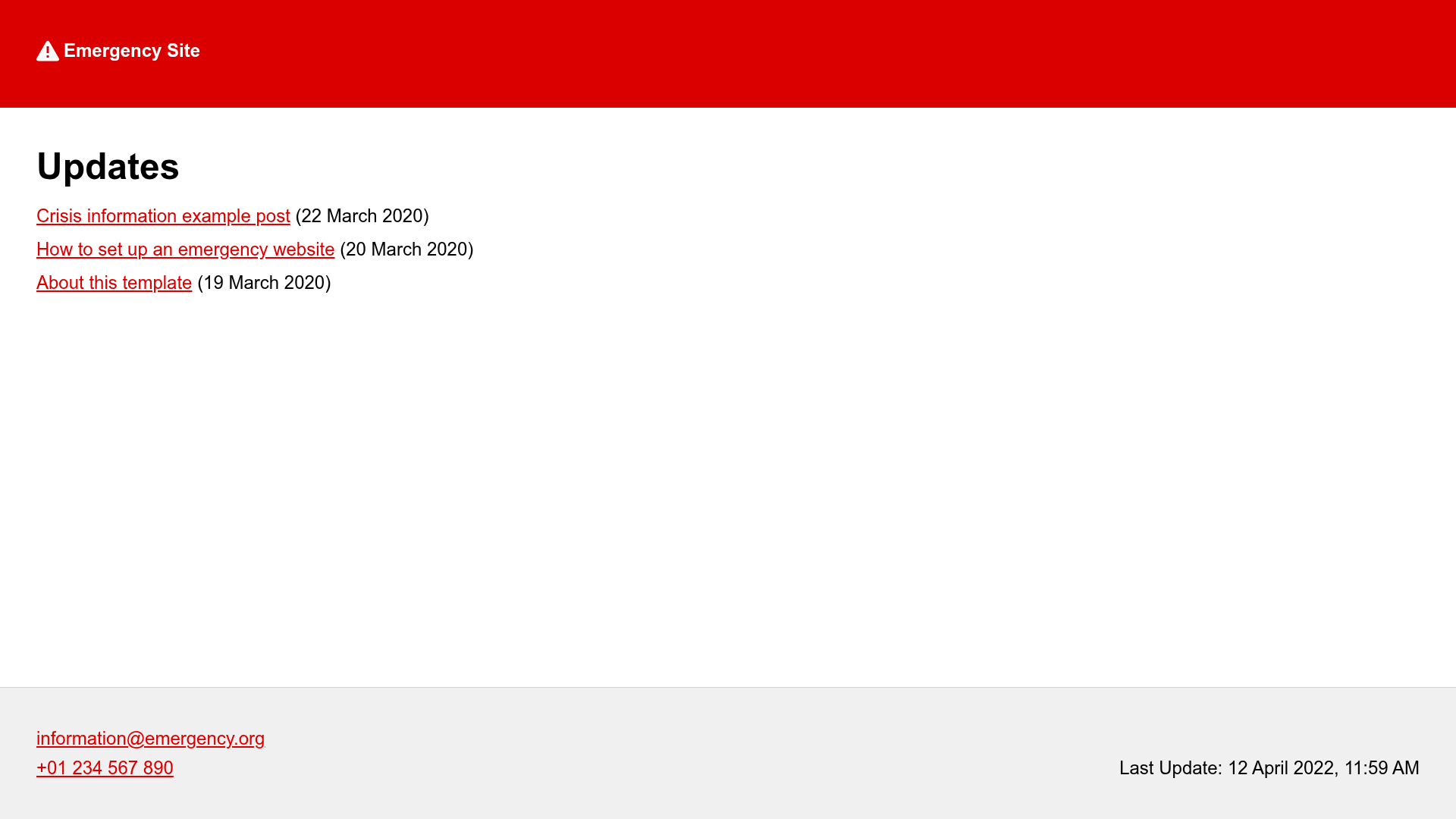 screenshot of Emergency Site Kit on template0.com