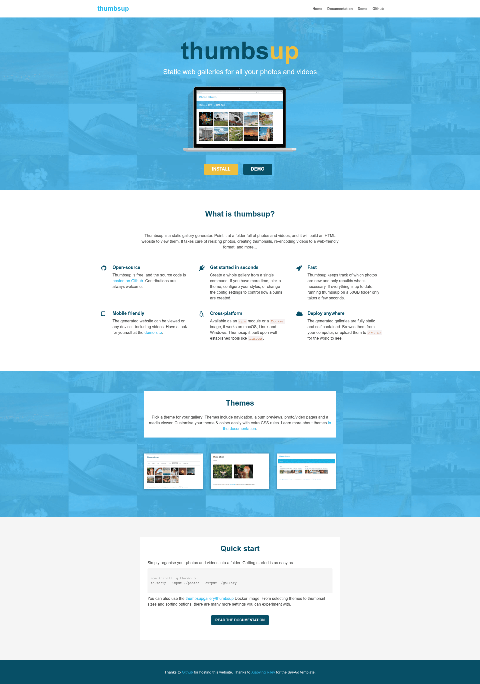 screenshot of Thumbsup on template0.com