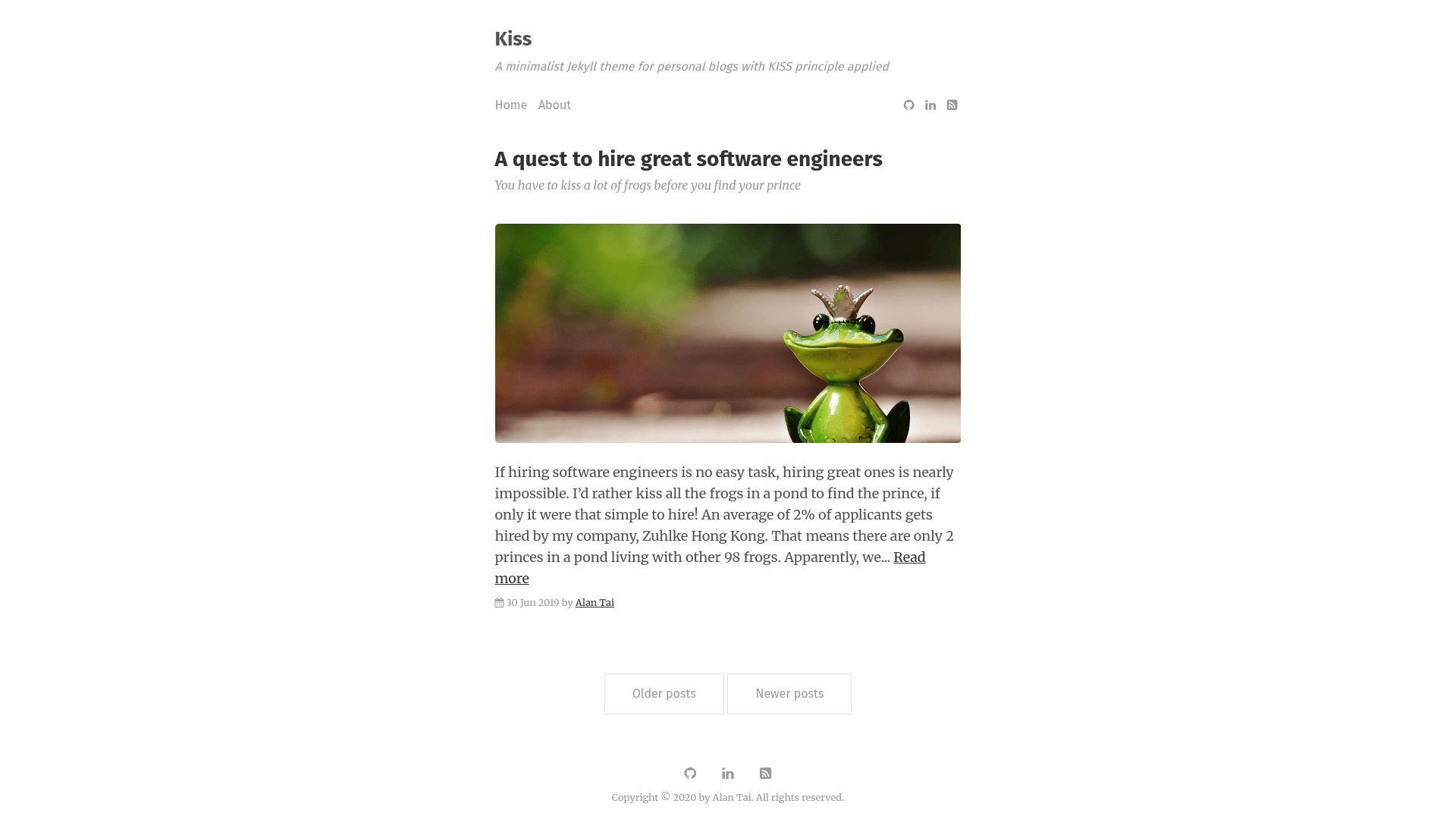 screenshot of Kiss on template0.com
