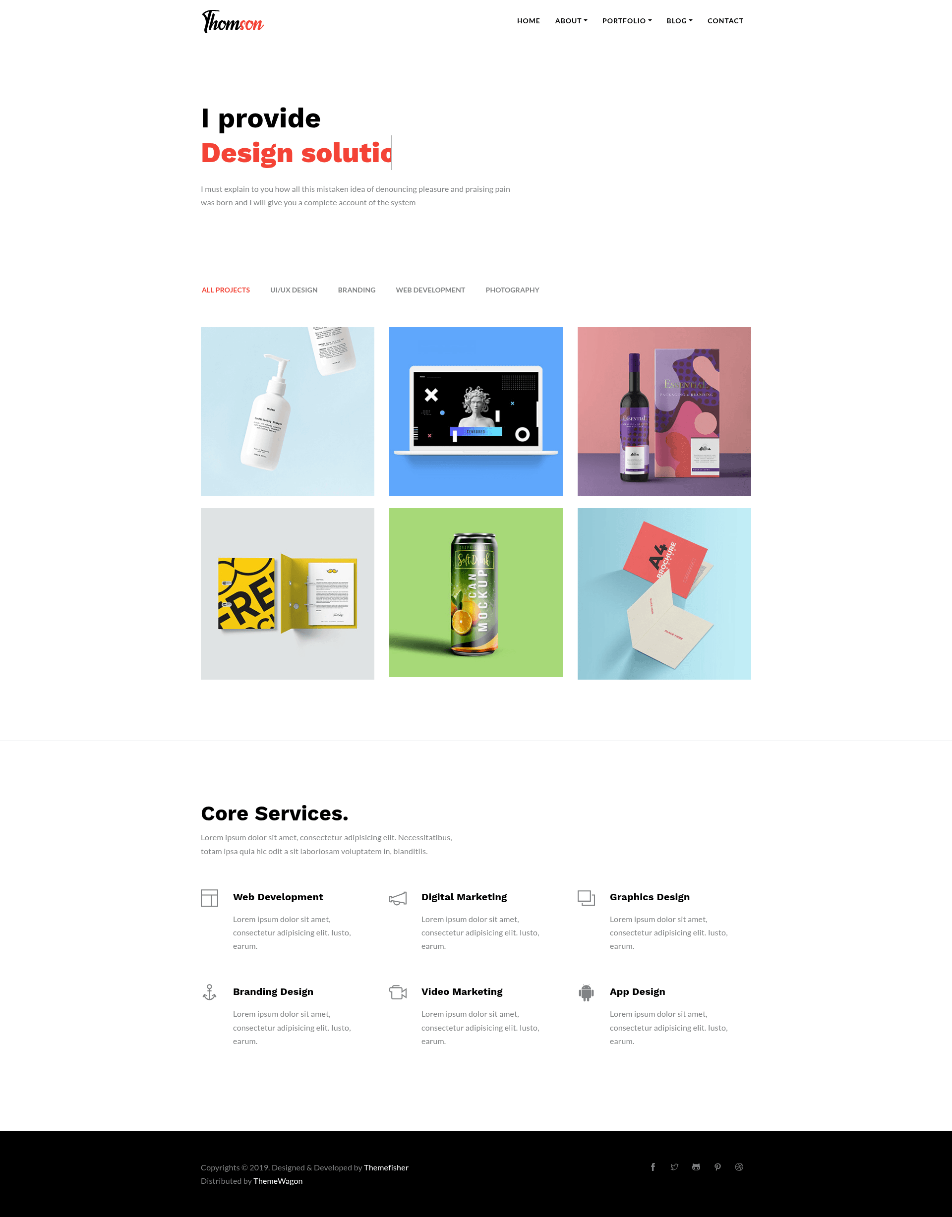 screenshot of Thomson – Free Bootstrap HTML5 Portfolio Website Template on template0.com