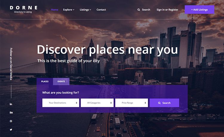 Image for Dorne – Free Bootstrap Travel Directory Template on template0.com