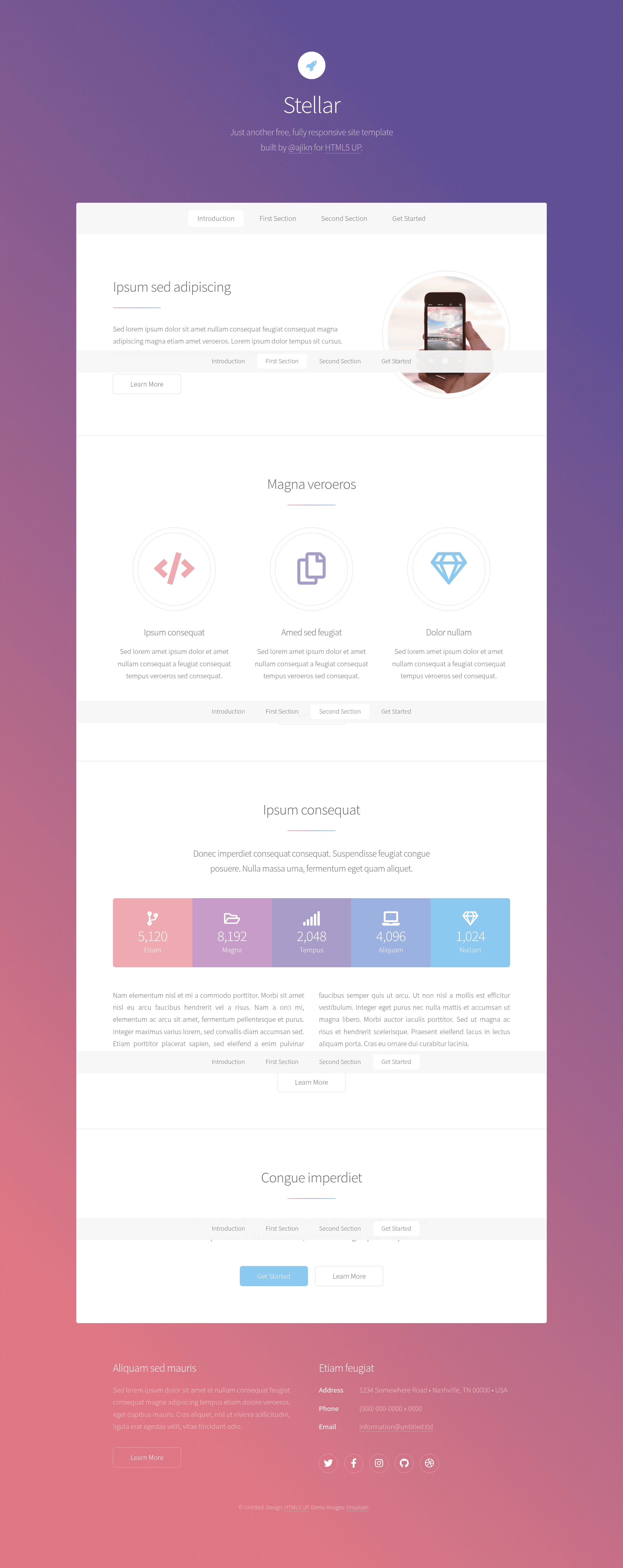 screenshot of Stellar on template0.com