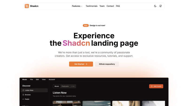 Image for Next Shadcn Landing(product nextjs template) on template0.com