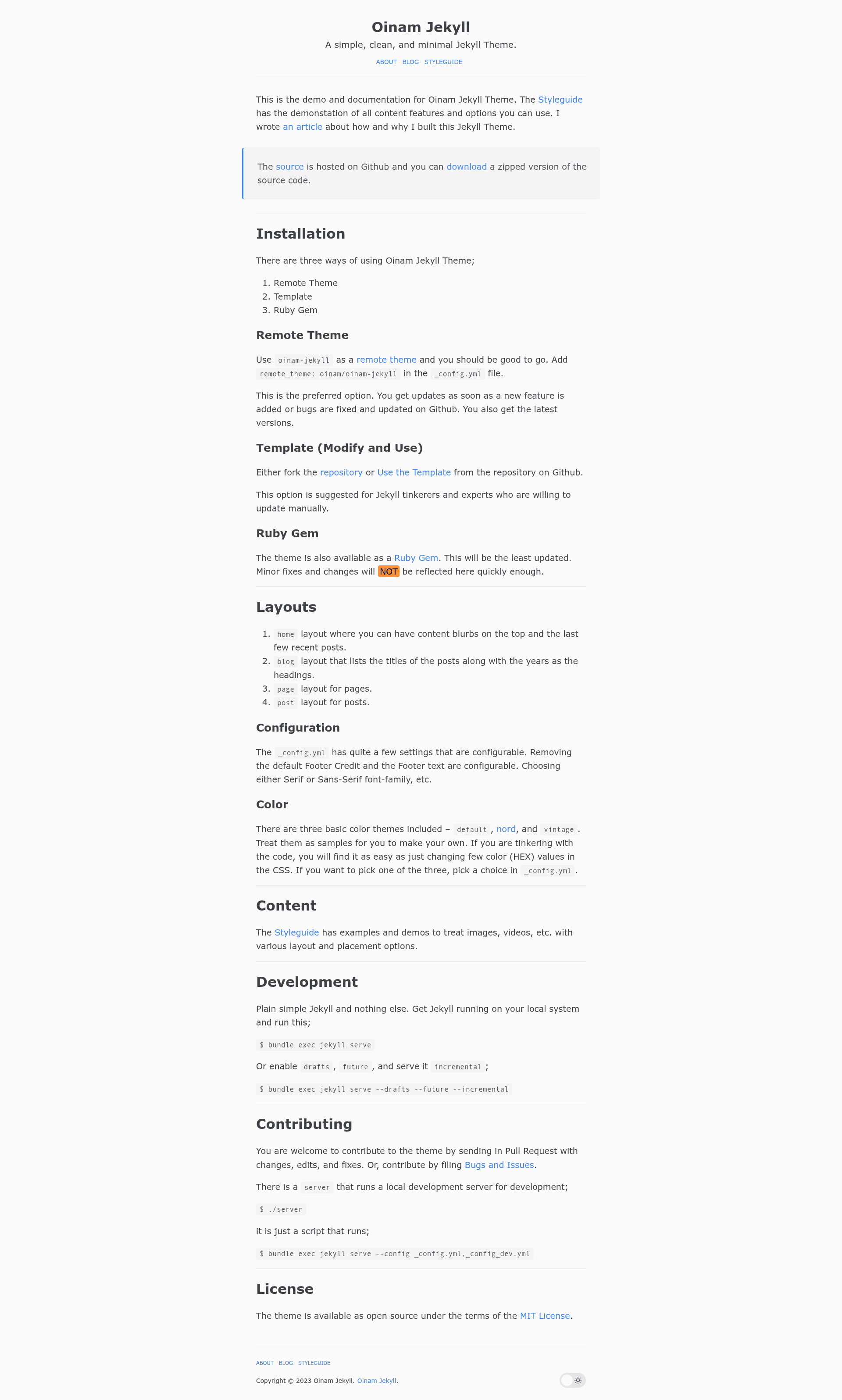 screenshot of Oinam Jekyll on template0.com