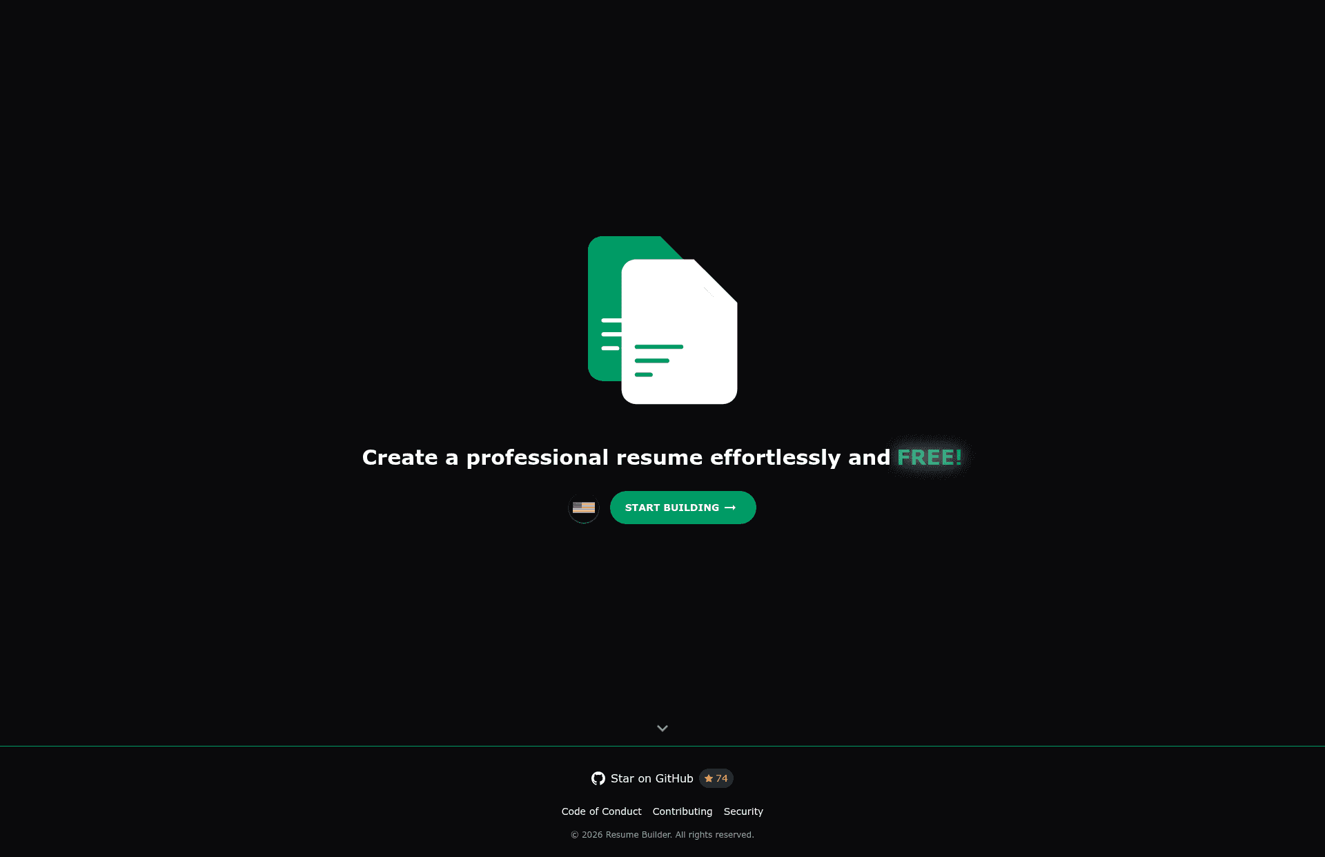 screenshot of Resume Builder on template0.com