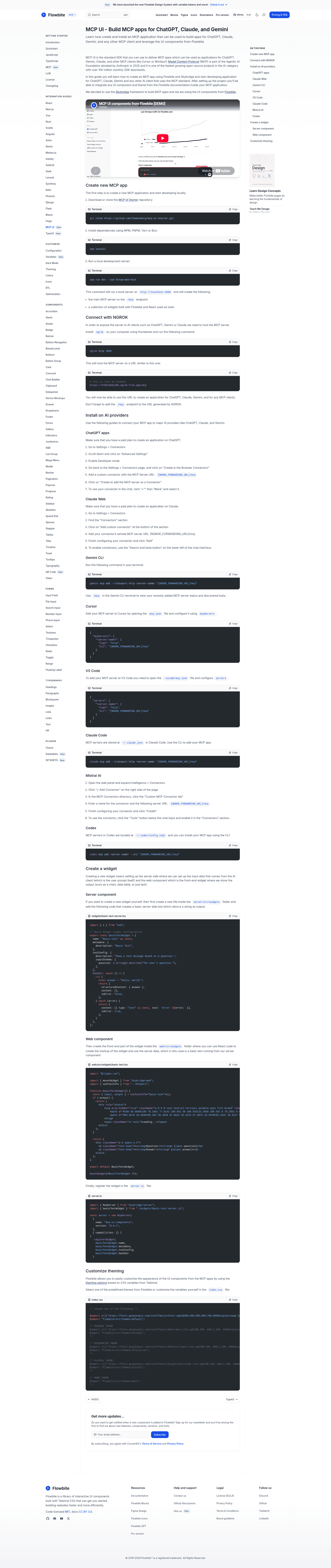 screenshot of MCP UI by Flowbite on template0.com