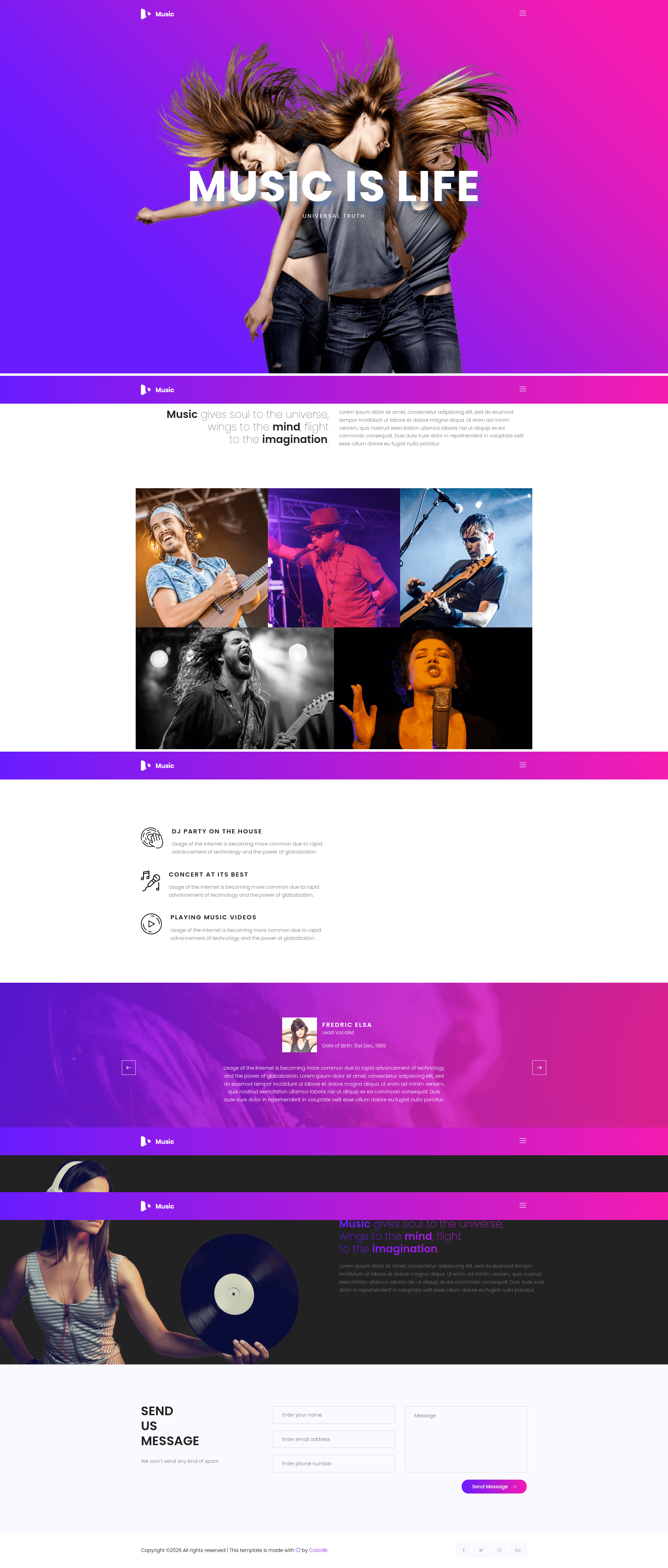 screenshot of Music on template0.com