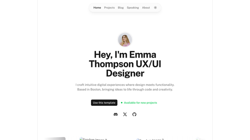 Image for Nuxt Portfolio Template on template0.com