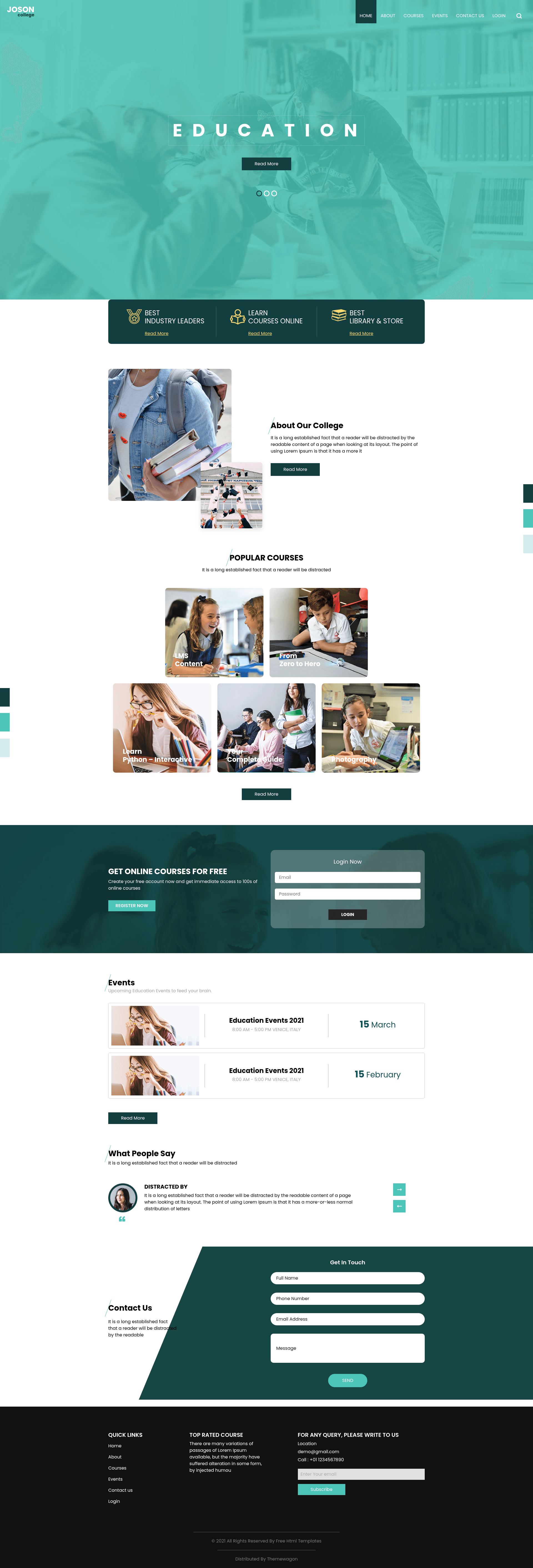 screenshot of Joson - Free Bootstrap 4 HTML5 Education Website Template on template0.com
