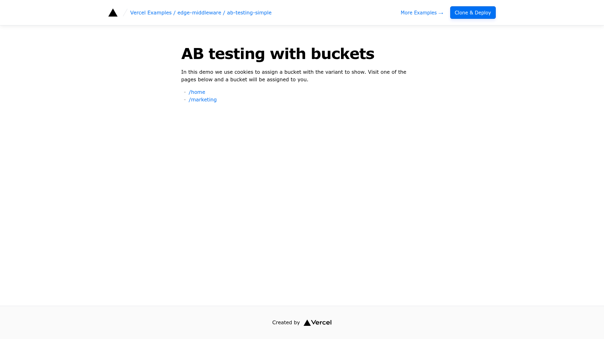 screenshot of A/B Testing Simple on template0.com