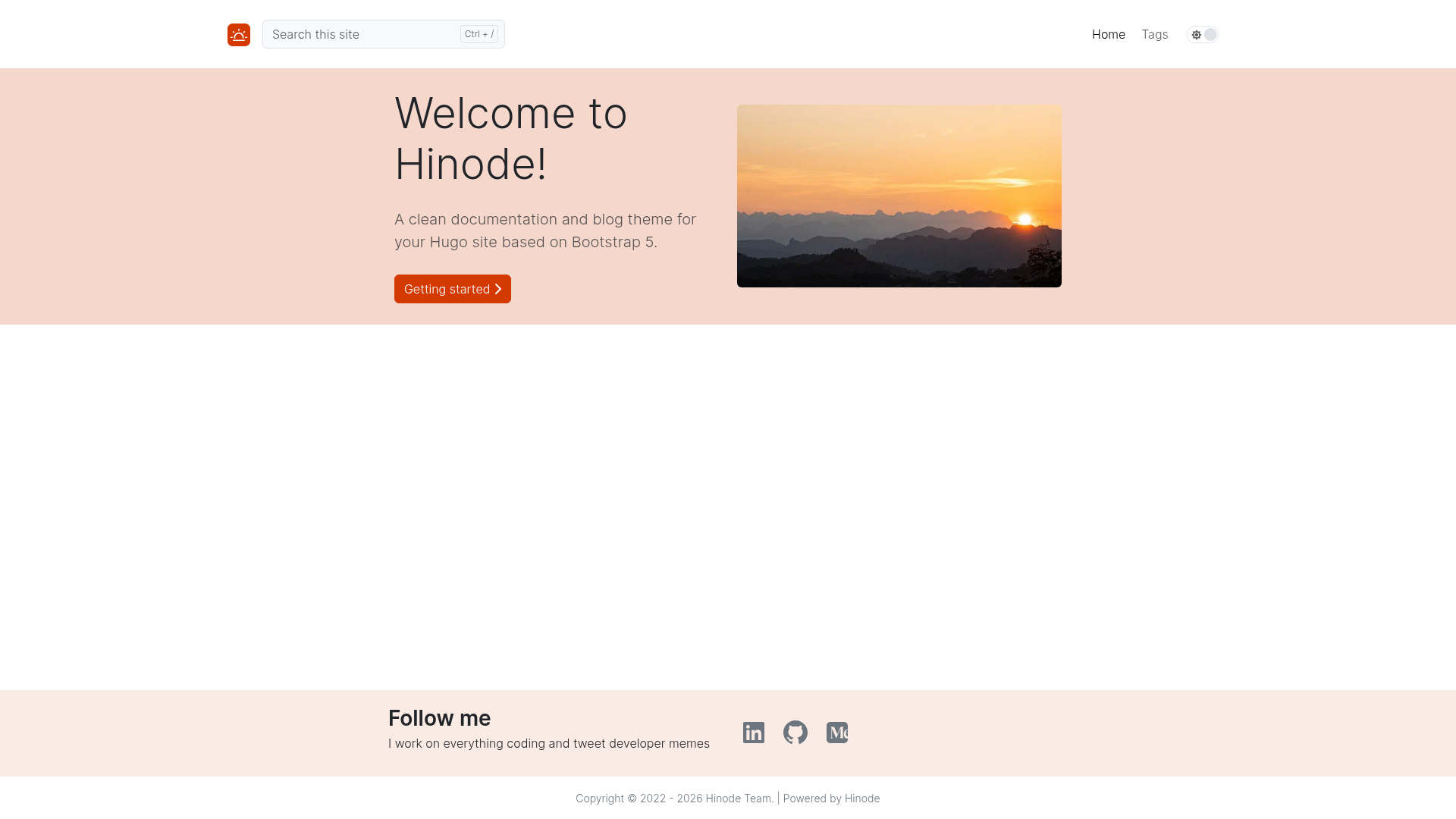 screenshot of Hinode Template on template0.com