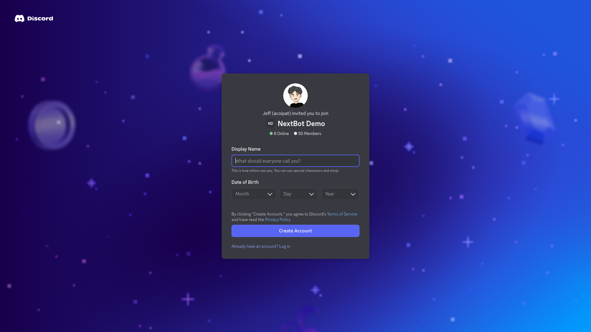 screenshot of NextBot on template0.com