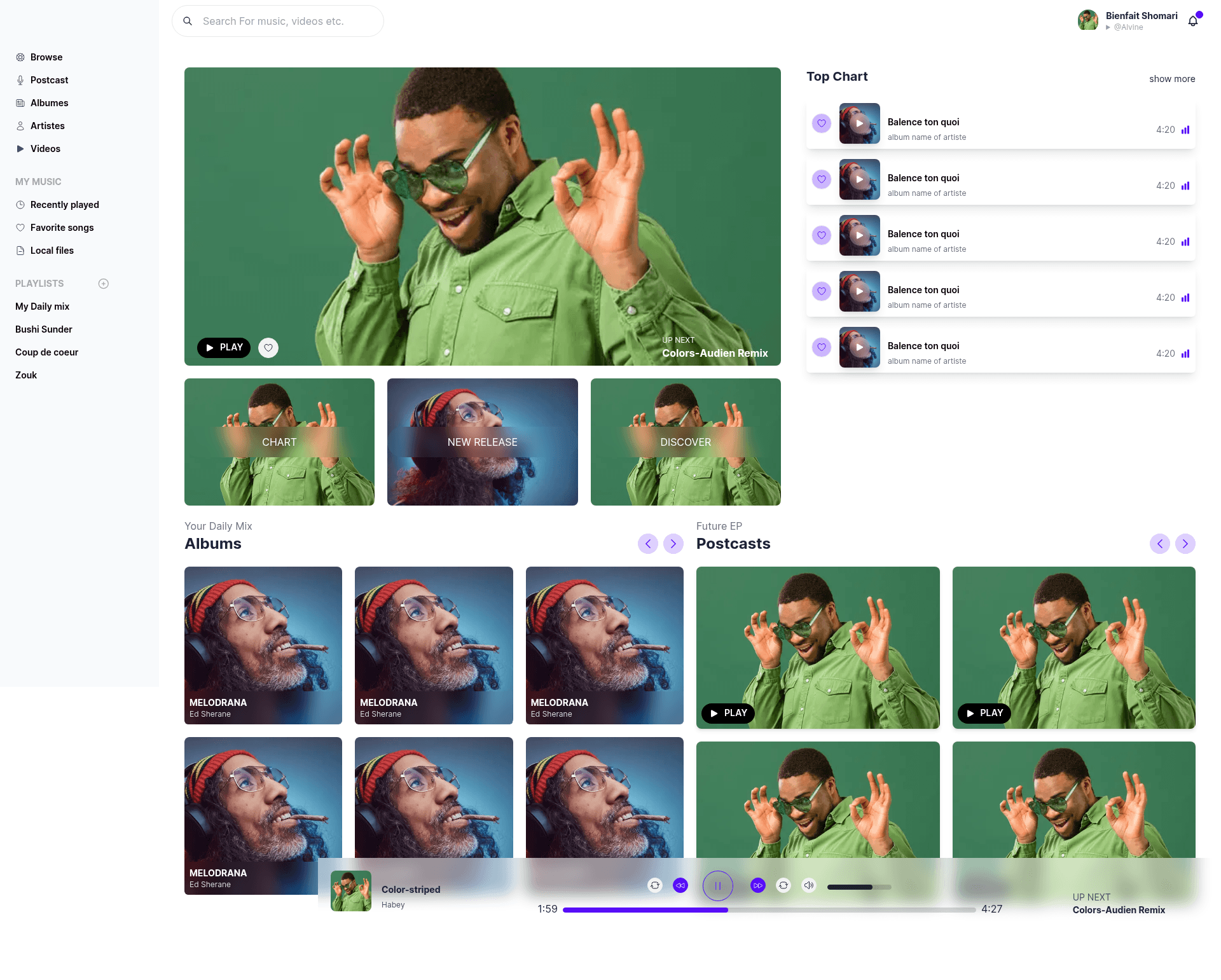 screenshot of dailydose ui template on template0.com