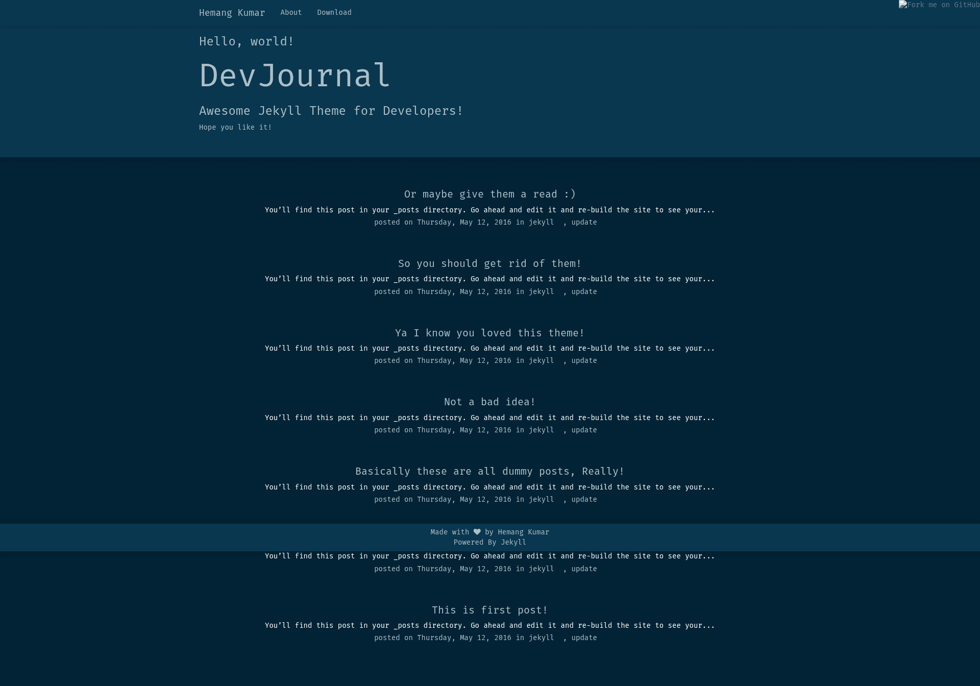 screenshot of DevJournal on template0.com