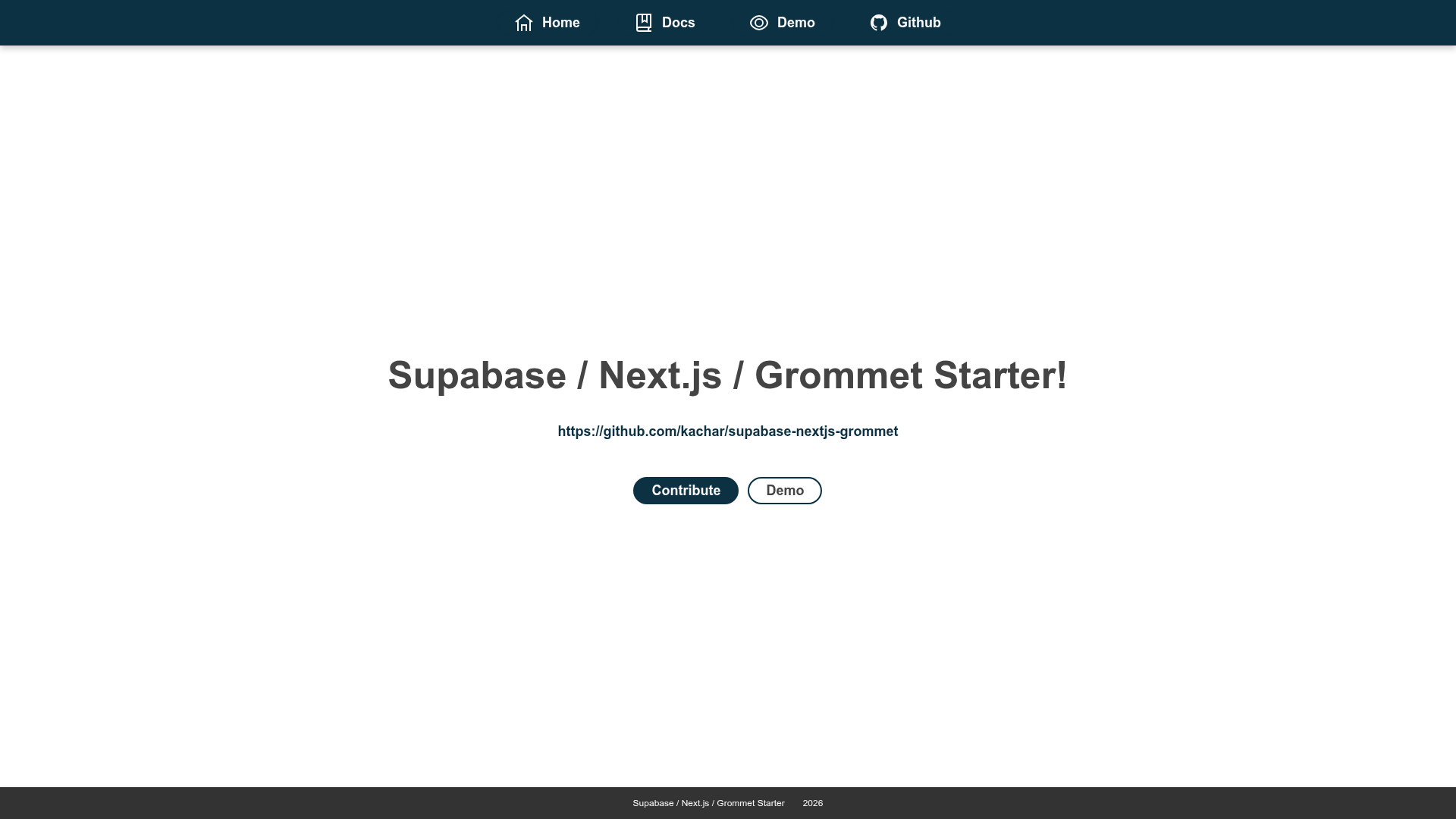 screenshot of Supabase Next.js Grommet Starter on template0.com