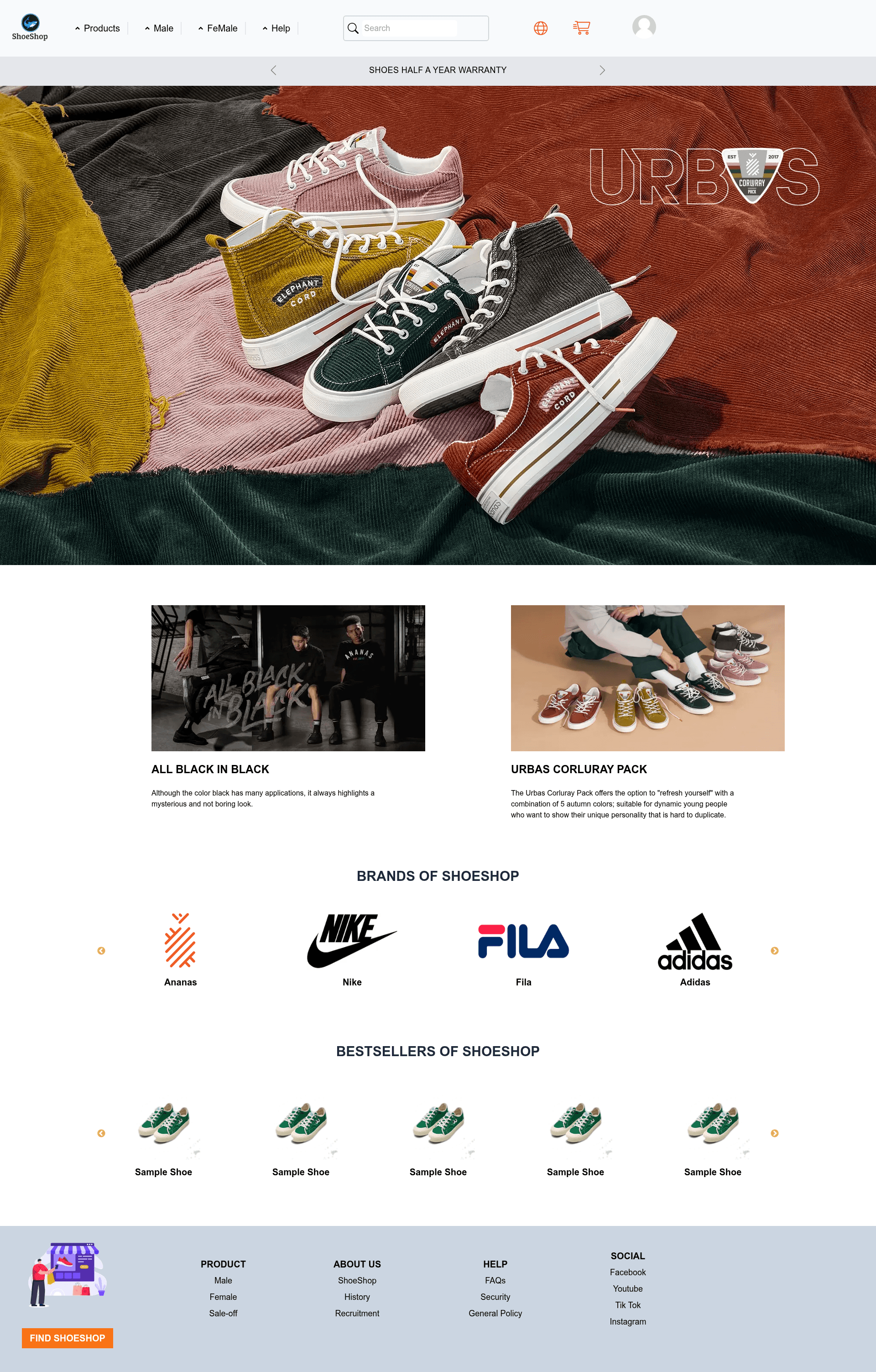 screenshot of ShoeShop on template0.com