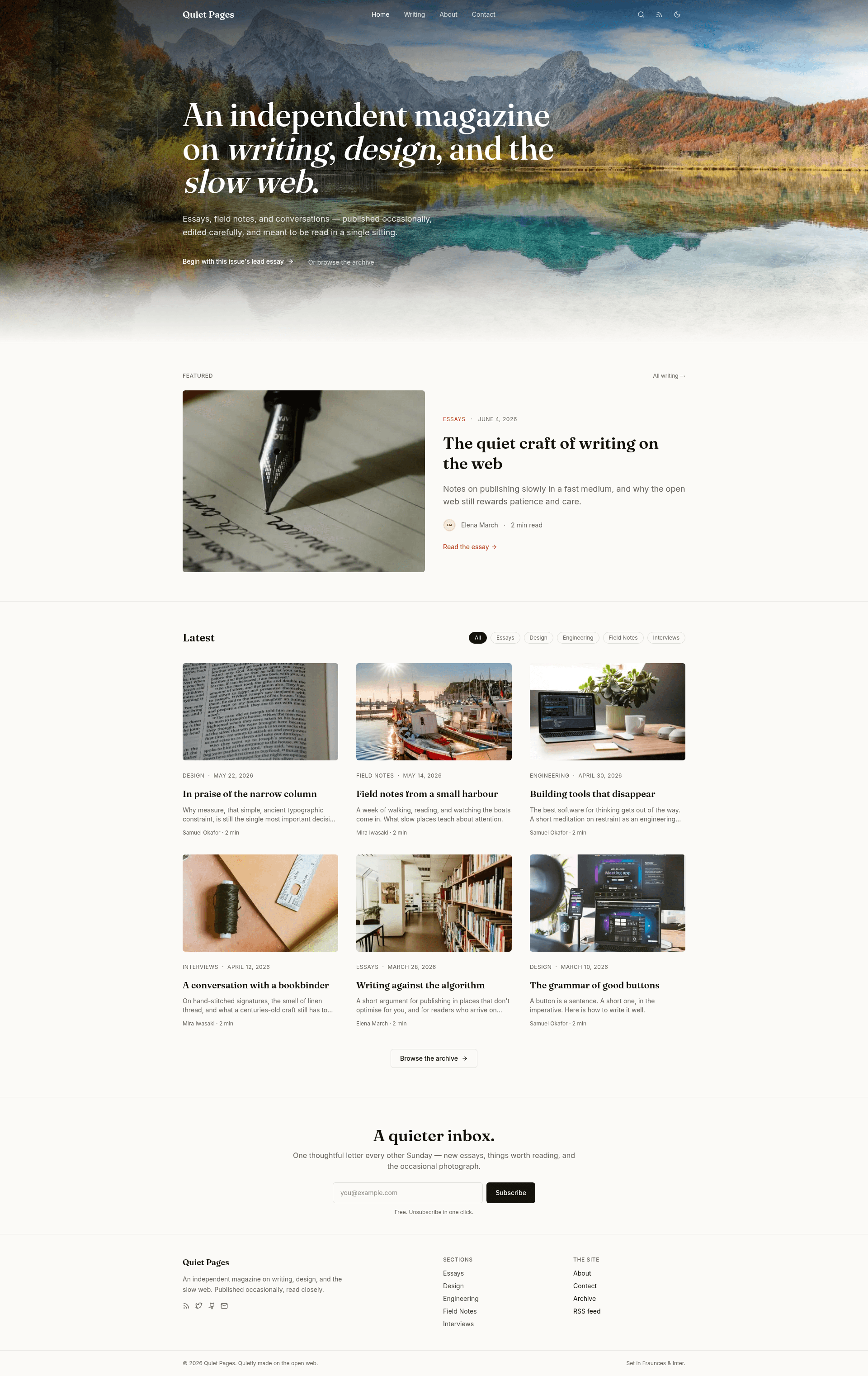 screenshot of QuietPages on template0.com