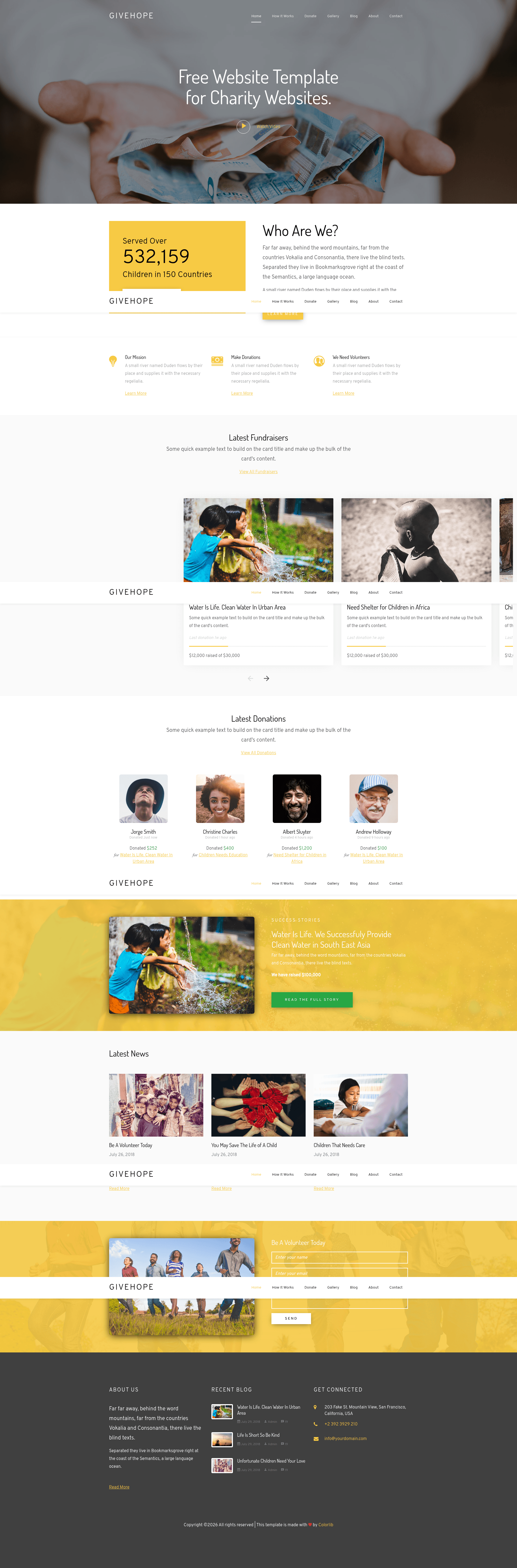 screenshot of GiveHope – Free Bootstrap 4 HTML5 Charity Website Template on template0.com