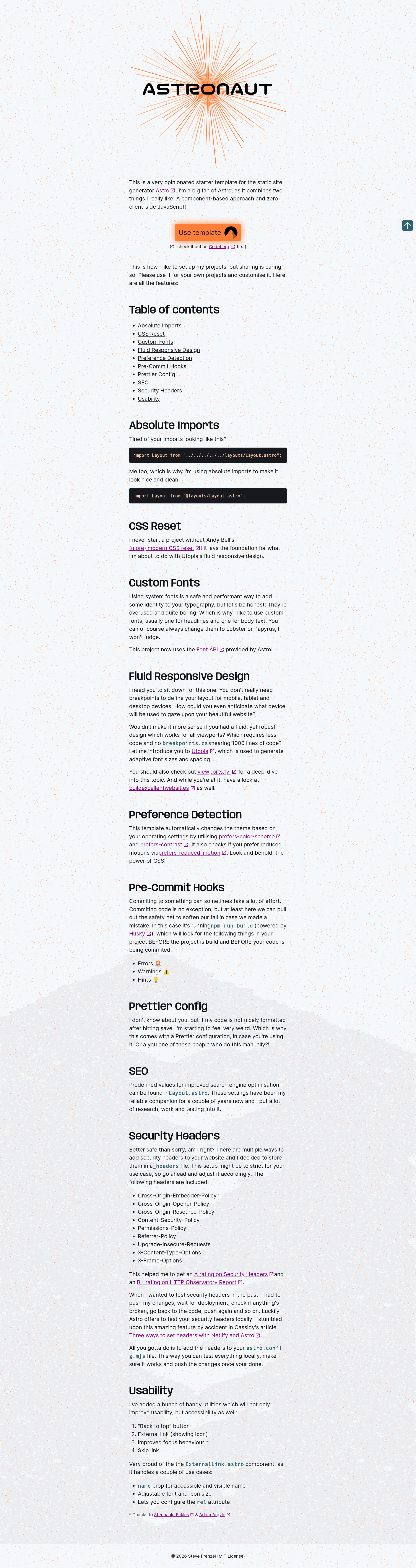 screenshot of astro-naut on template0.com