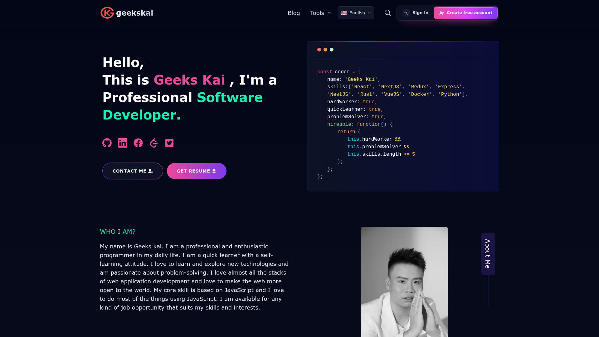 Next.js Tailwind Blog preview