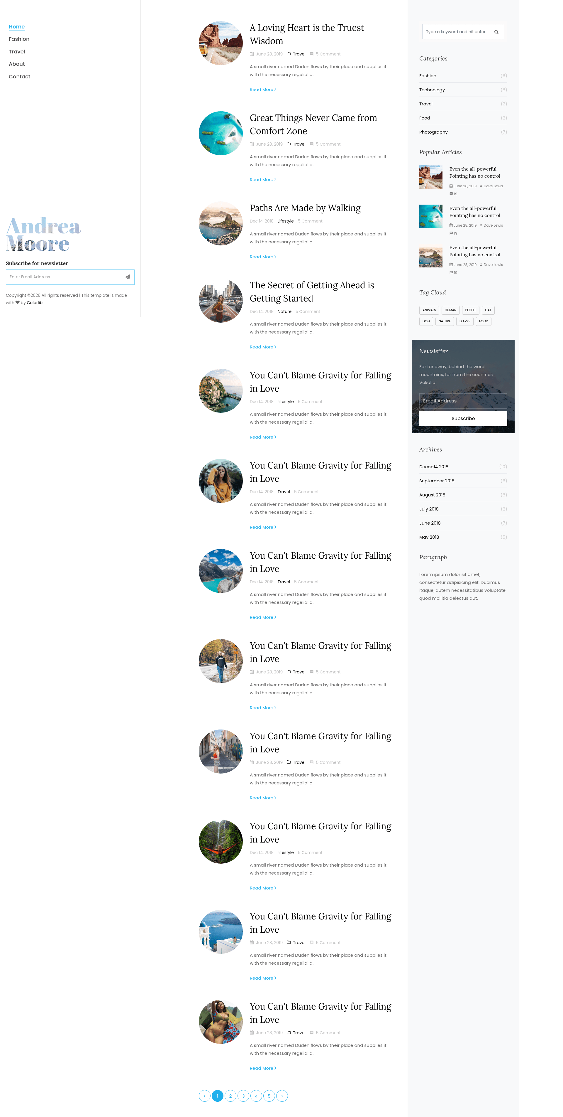 screenshot of Andrea on template0.com