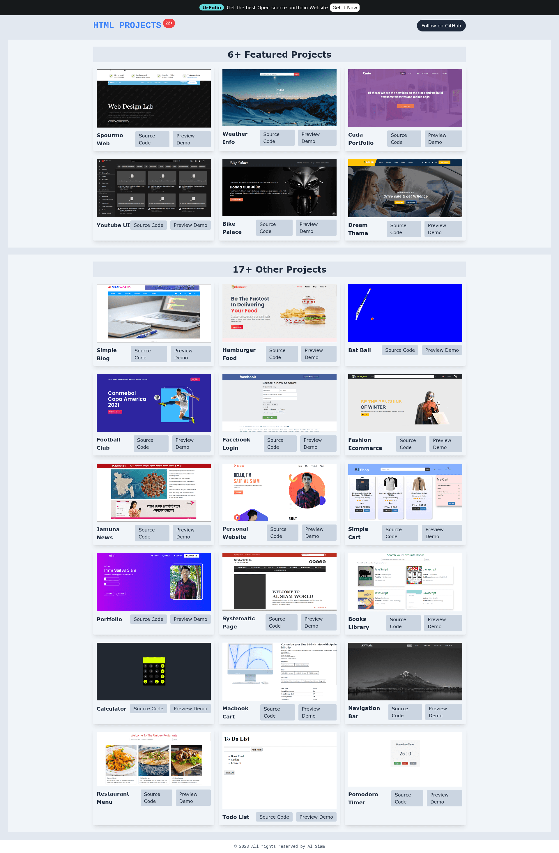 screenshot of Web Projects on template0.com