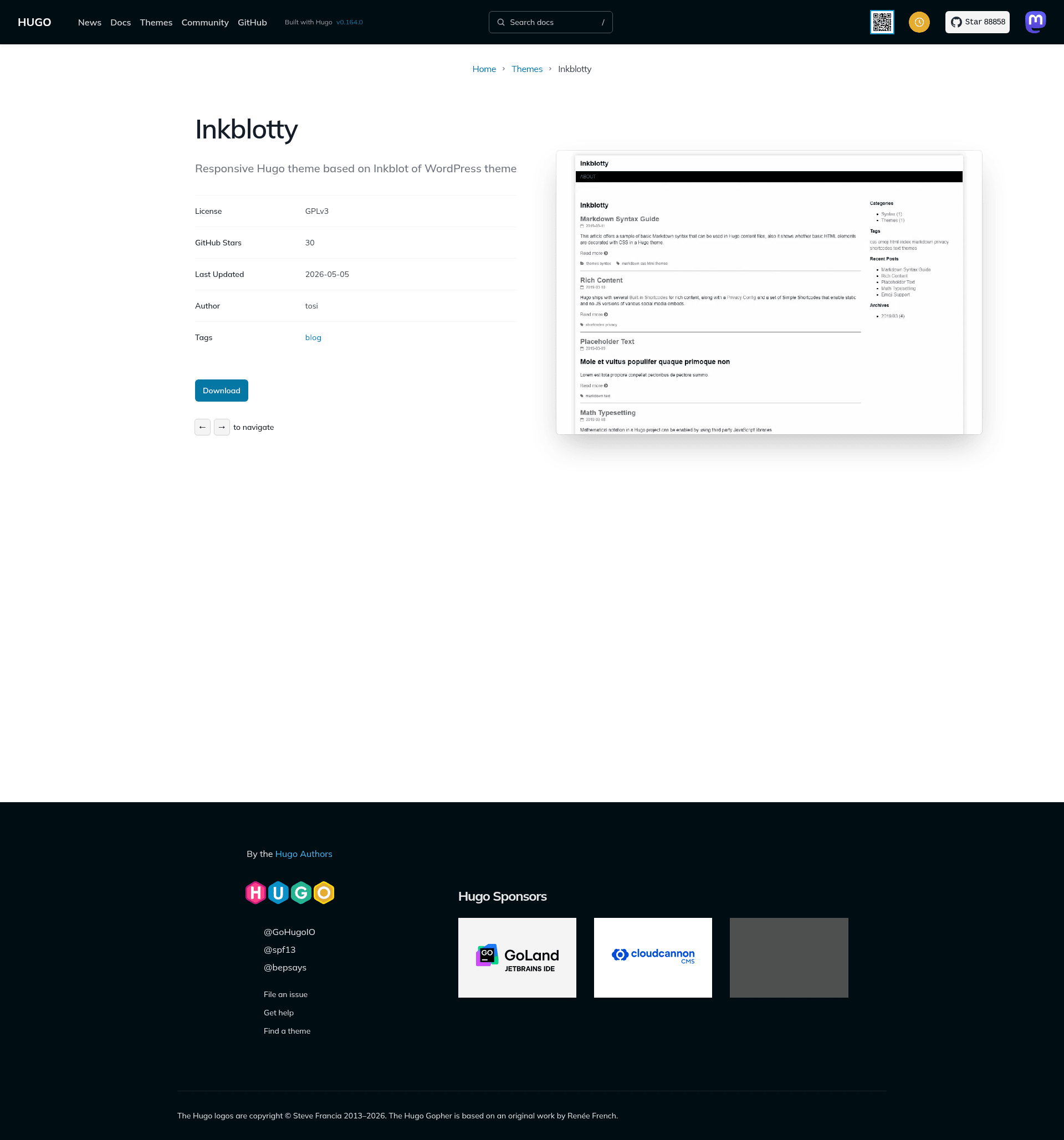 screenshot of Inkblotty on template0.com