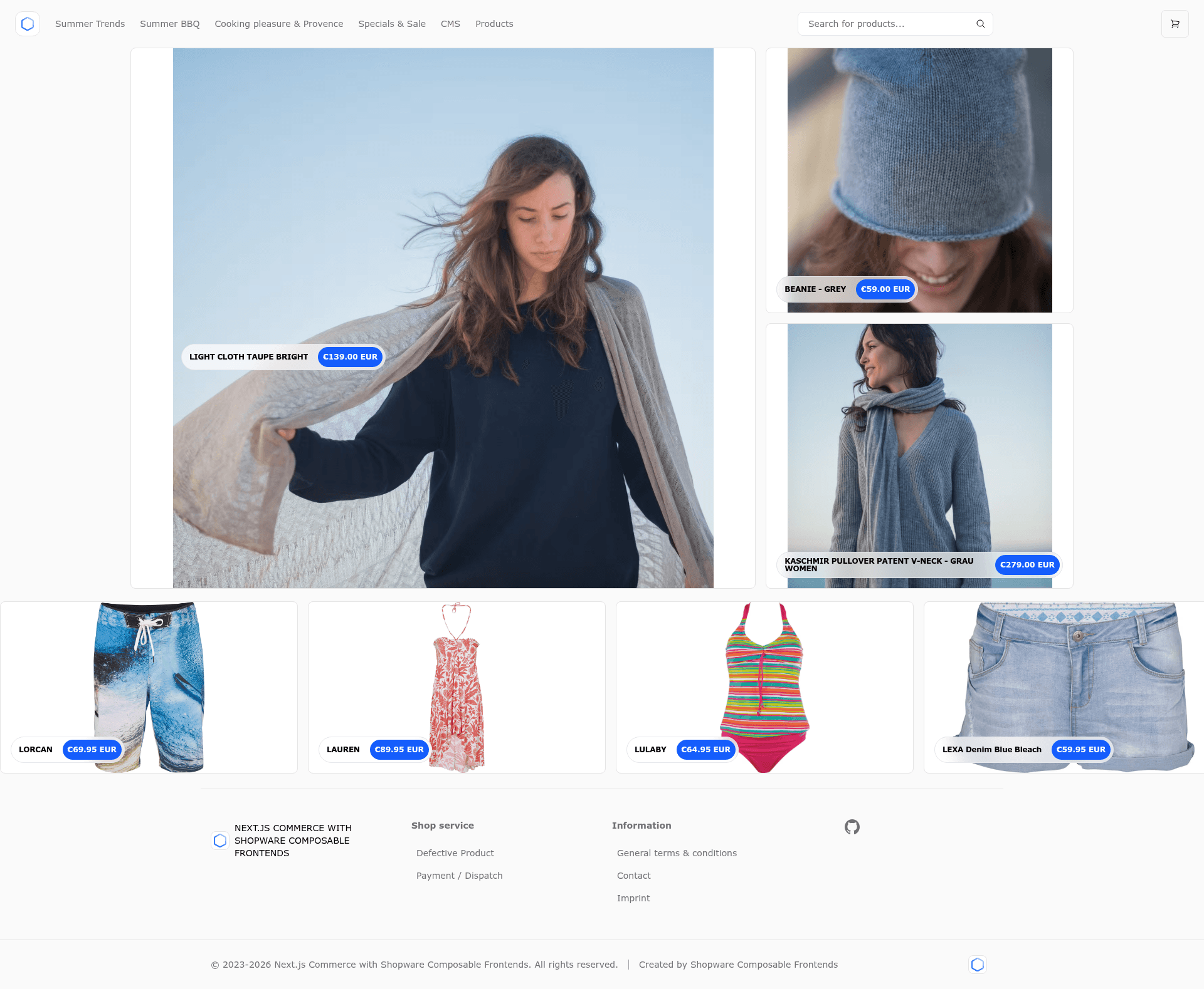screenshot of Next.js Shopware Starter on template0.com