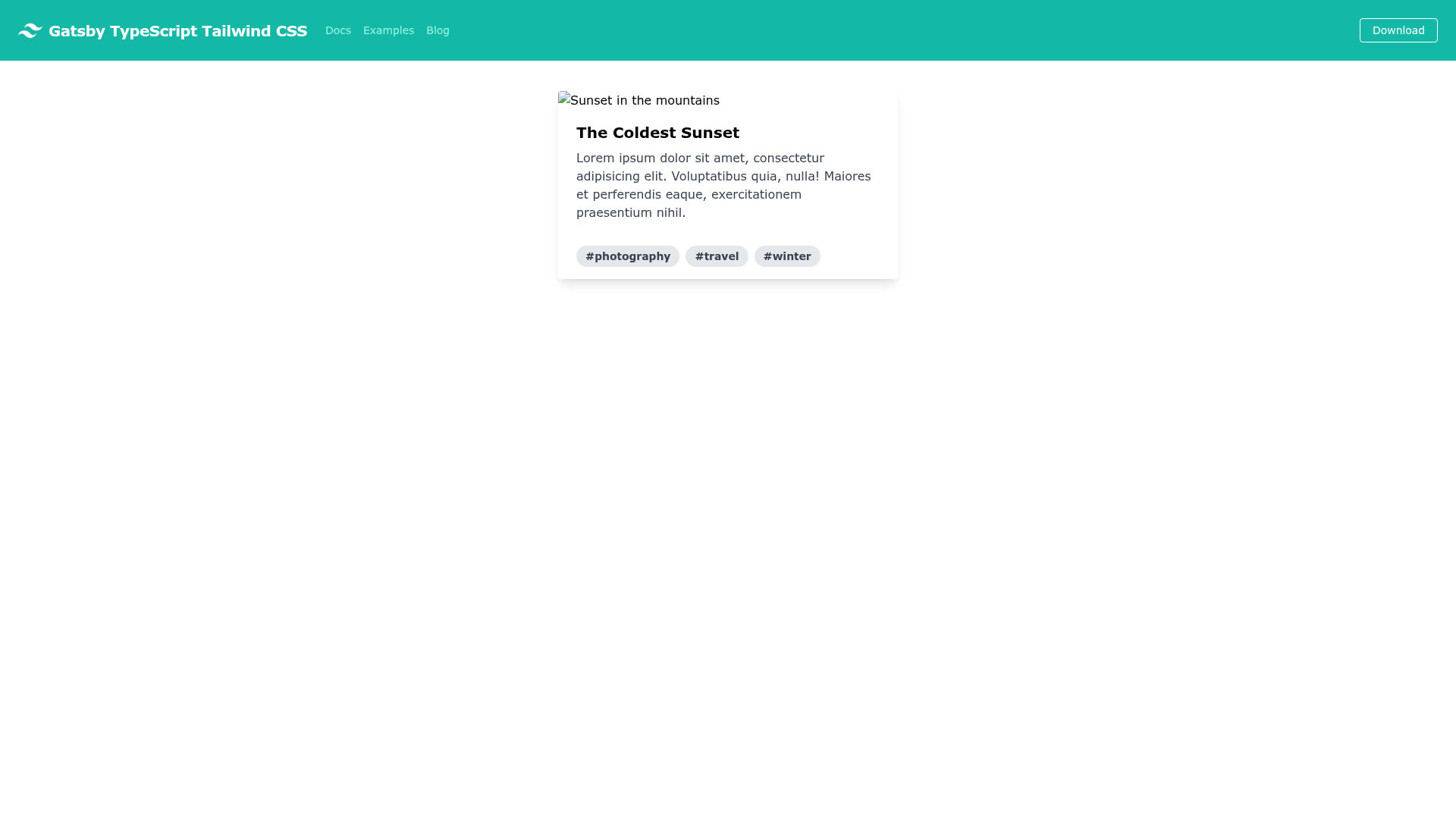 screenshot of Gatsby TypeScript Tailwind on template0.com