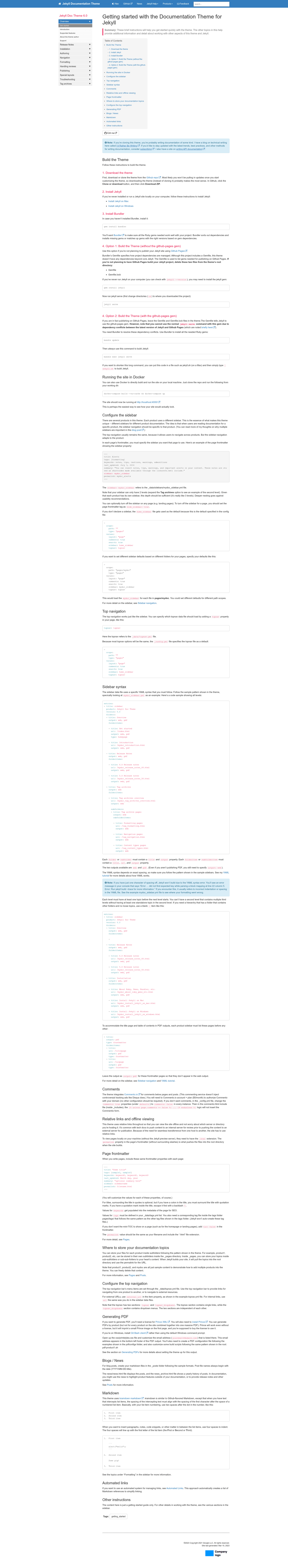 screenshot of Documentation Theme for Jekyll on template0.com