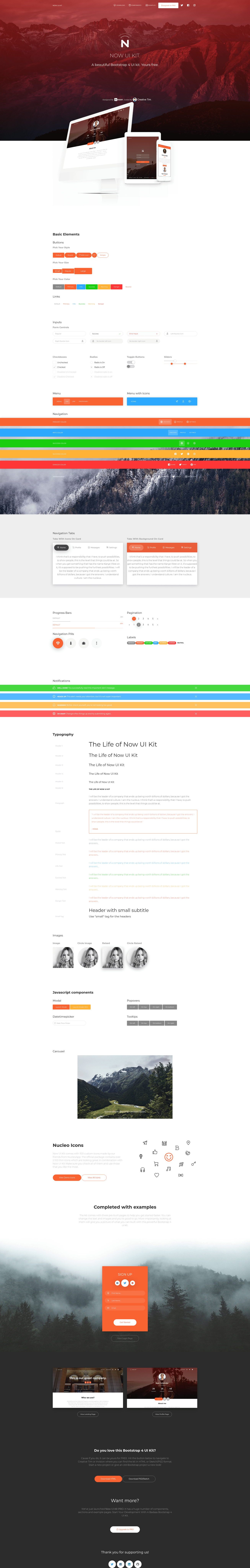screenshot of Vue Now UI Kit on template0.com