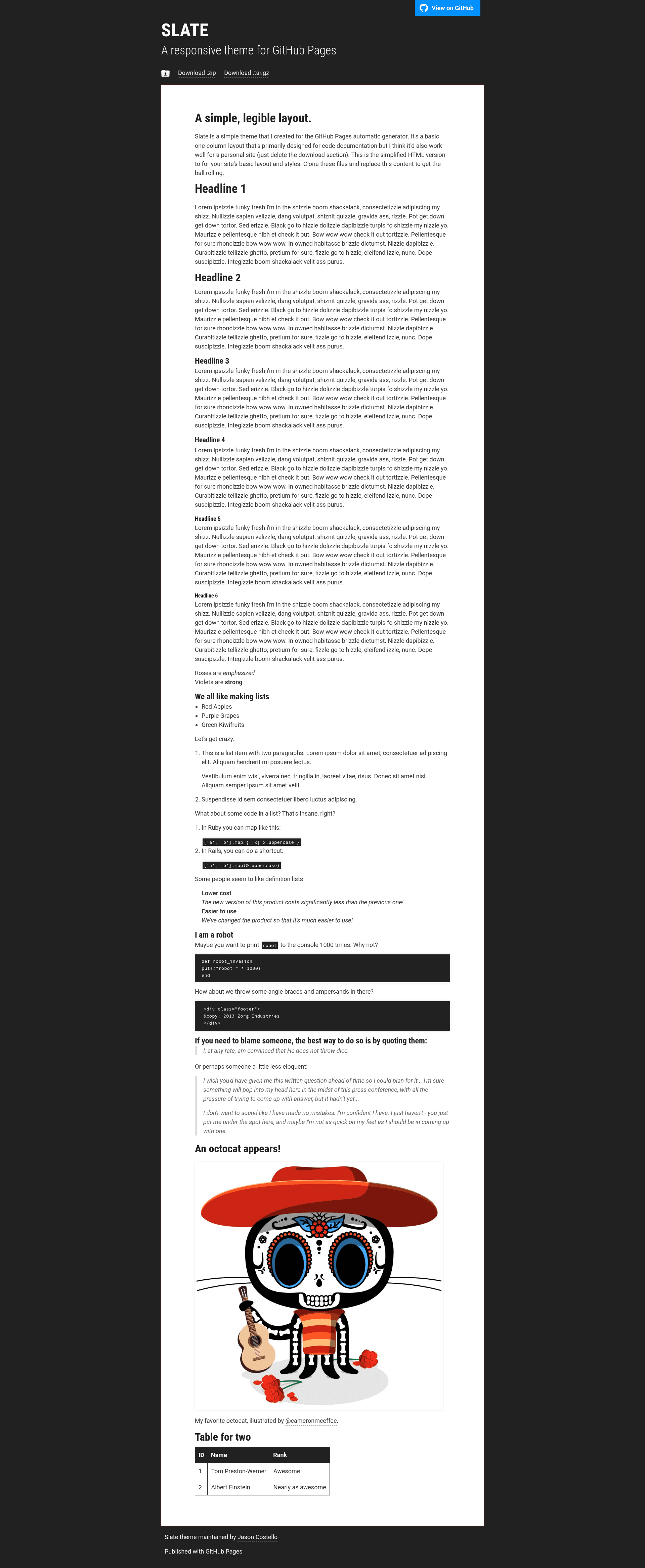 screenshot of Slate on template0.com