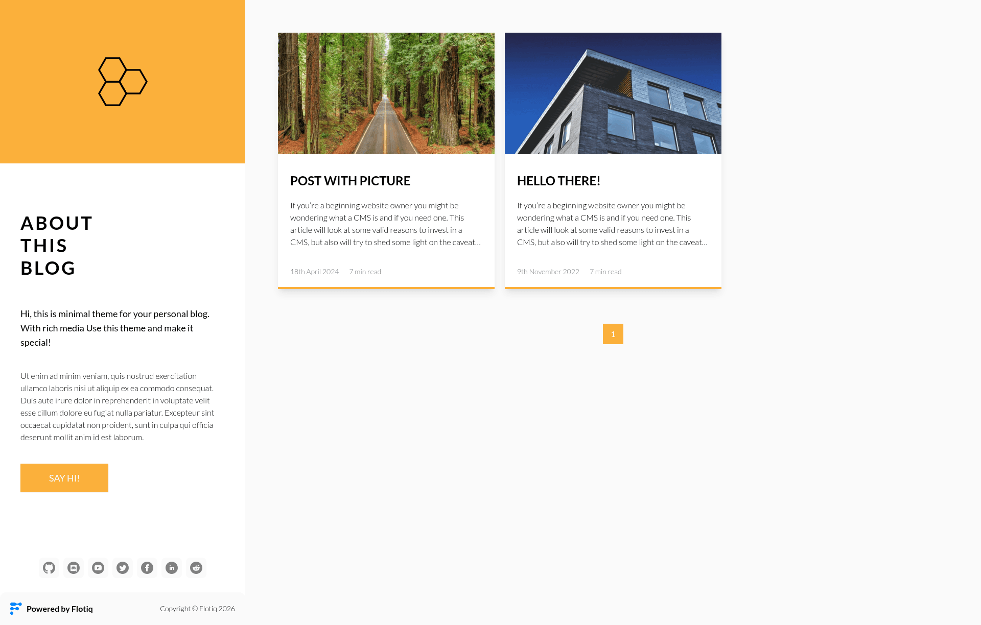 screenshot of Flotiq Gatsby Blog 2 on template0.com