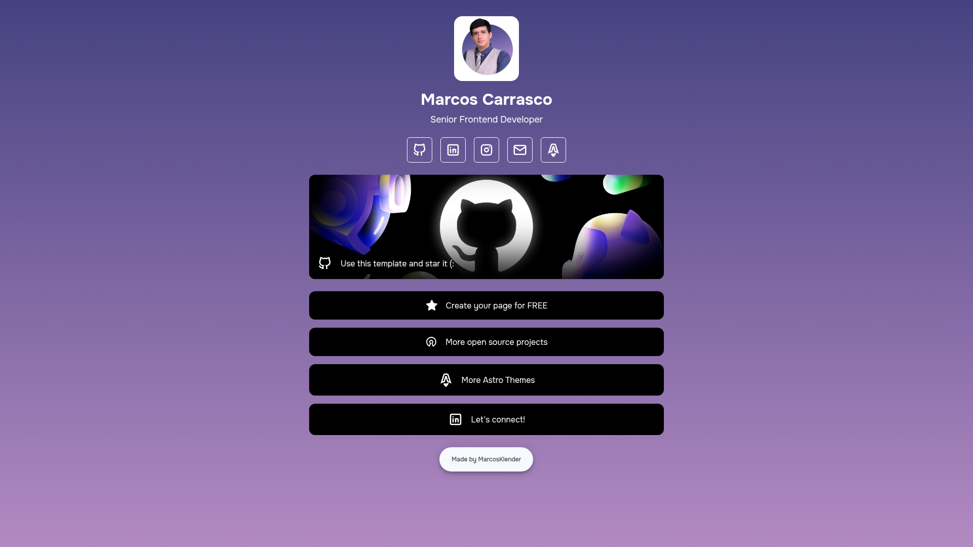screenshot of AstroLinkHub on template0.com