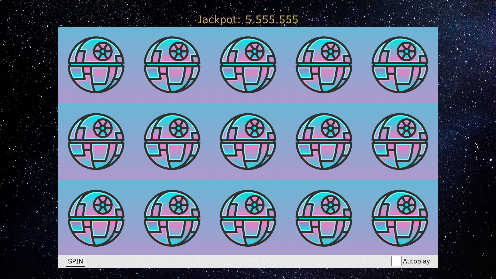 screenshot of Html5 Slot Machine on template0.com