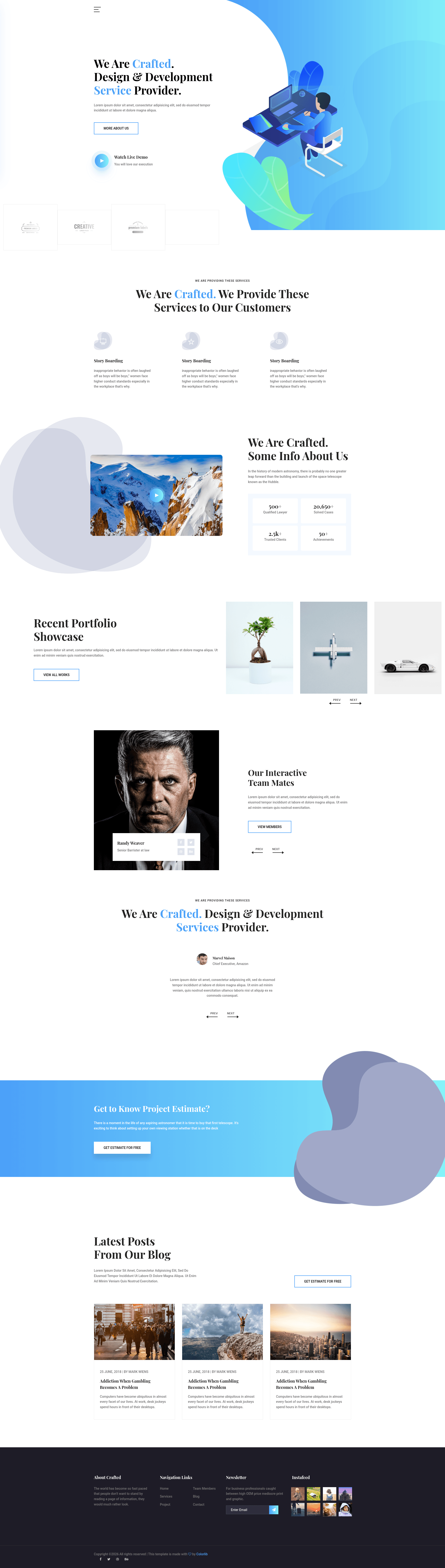 screenshot of Crafted - Free Bootstrap 4 HTML5 creative agency template on template0.com
