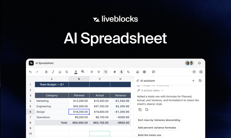 Image for Liveblocks AI Spreadsheet on template0.com
