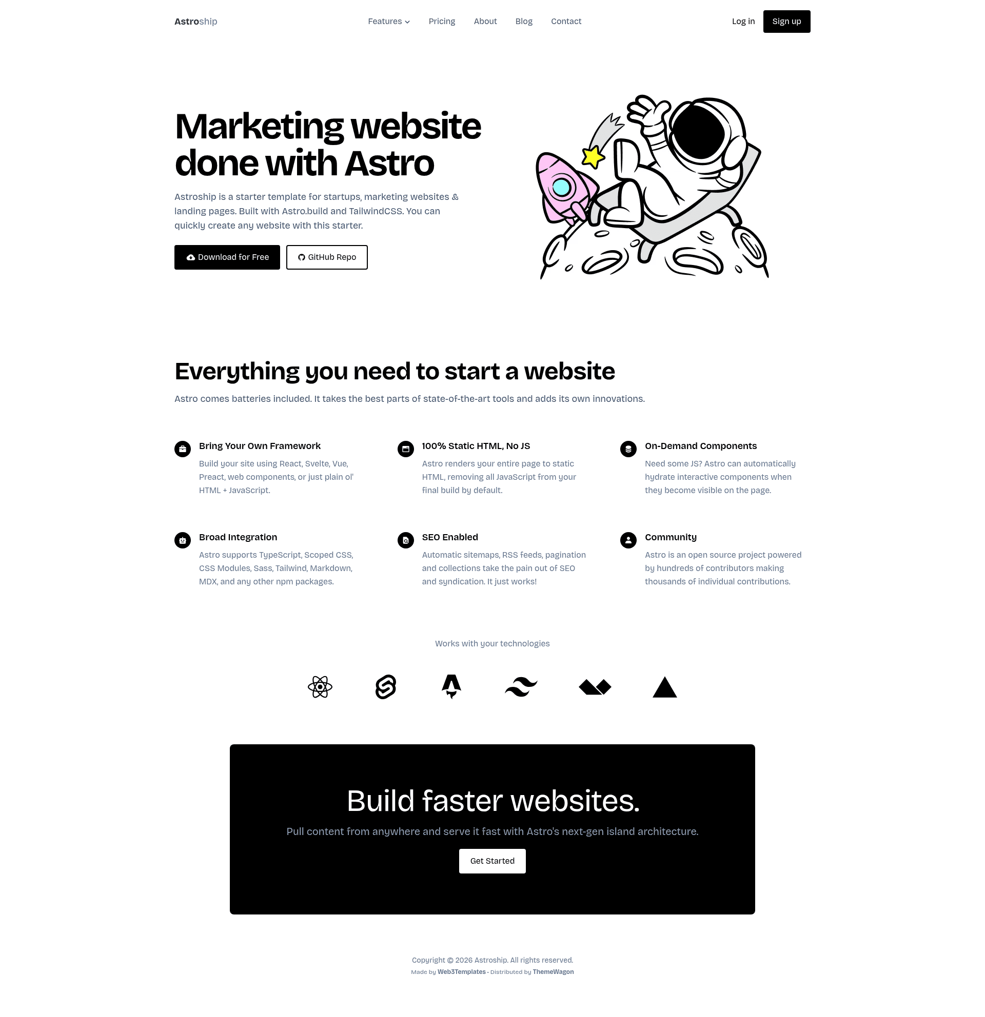 screenshot of Astroship on template0.com