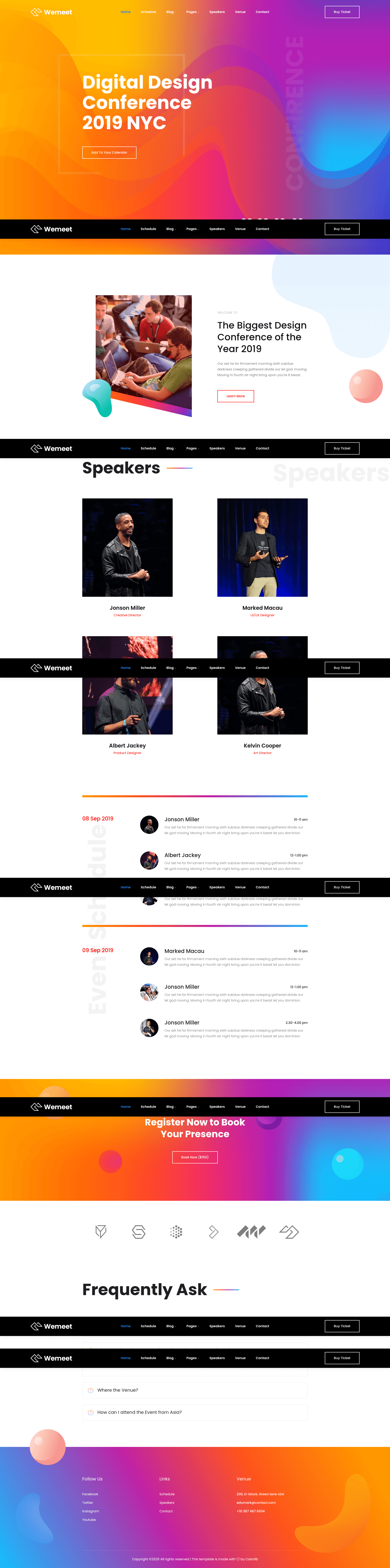 screenshot of WeMeet – Free Bootstrap 4 HTML5 Event Management Website Template on template0.com