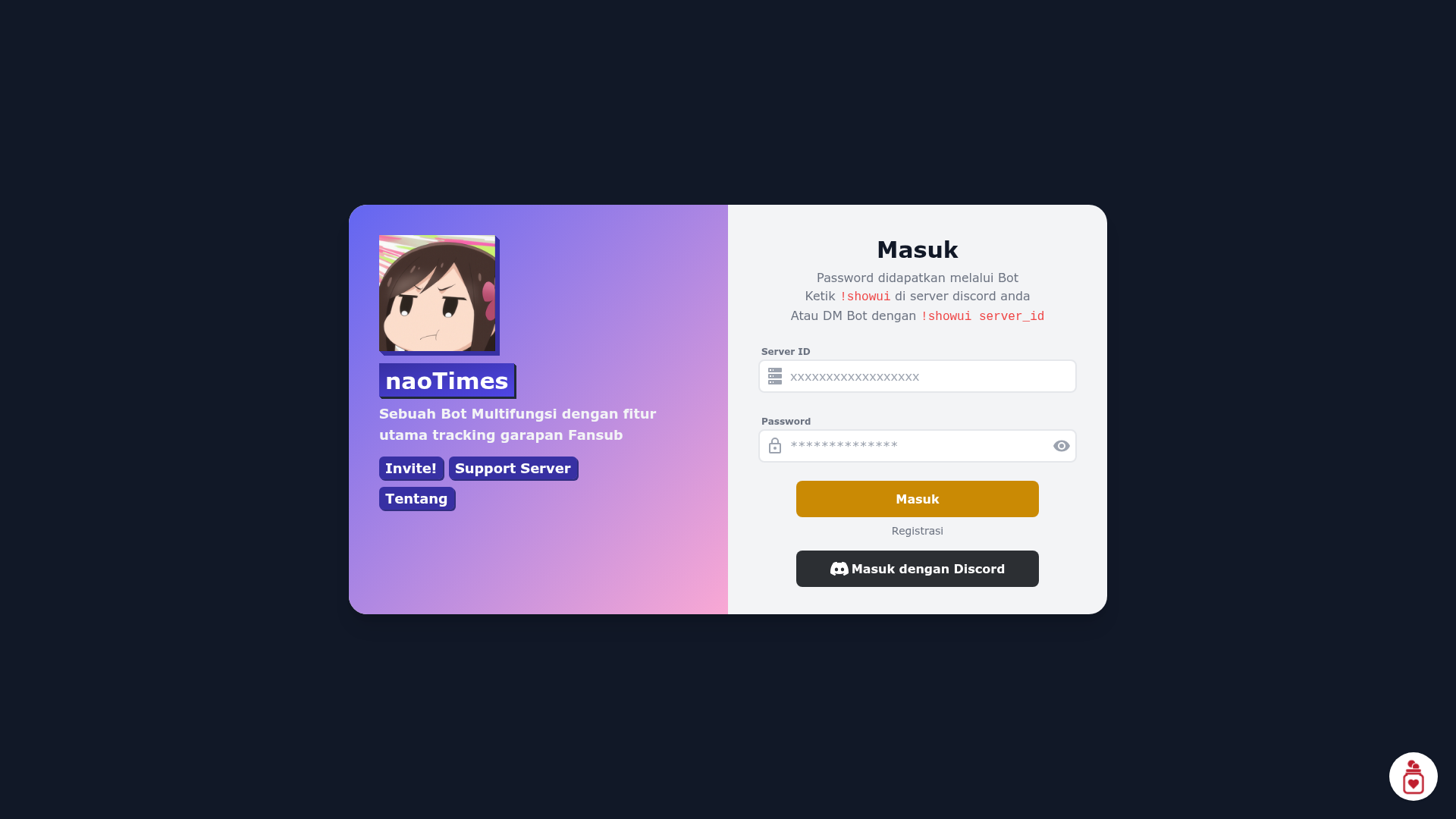 screenshot of naoTimesUI on template0.com