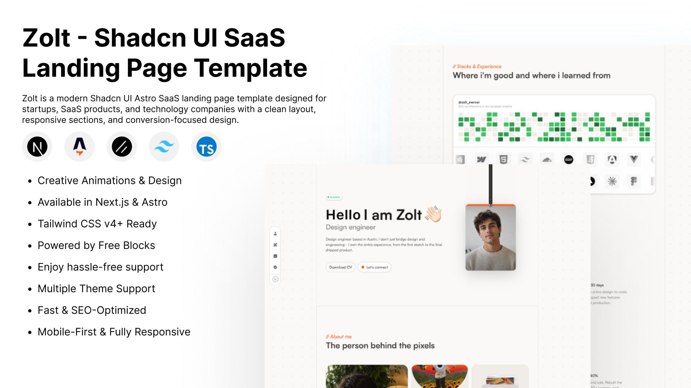 Zolt - Shadcn UI Portfolio Template preview