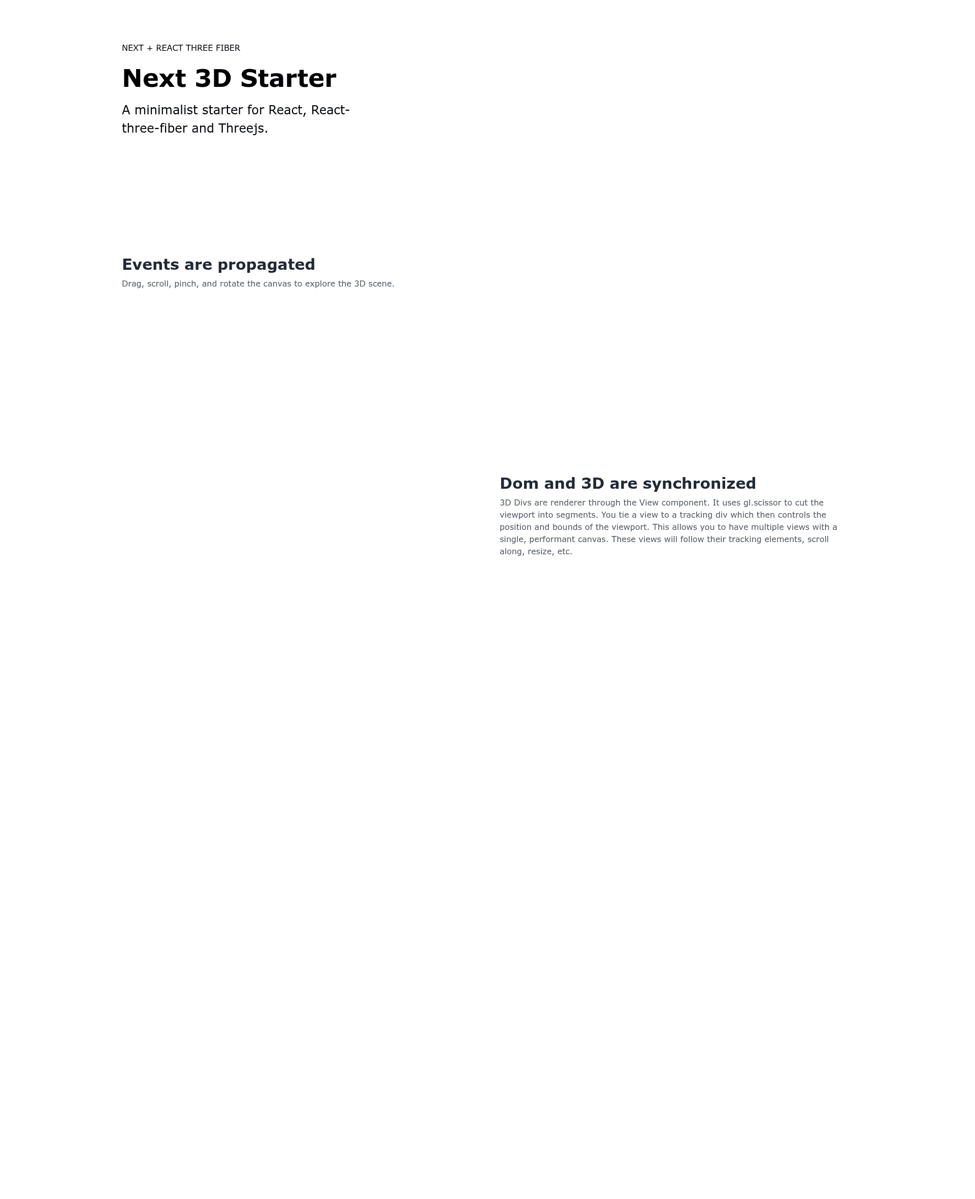 screenshot of React Three Next on template0.com