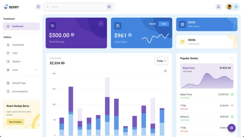 Image for Berry Django React Free Admin Template on template0.com Image for Berry Django React Free Admin Template on template0.com