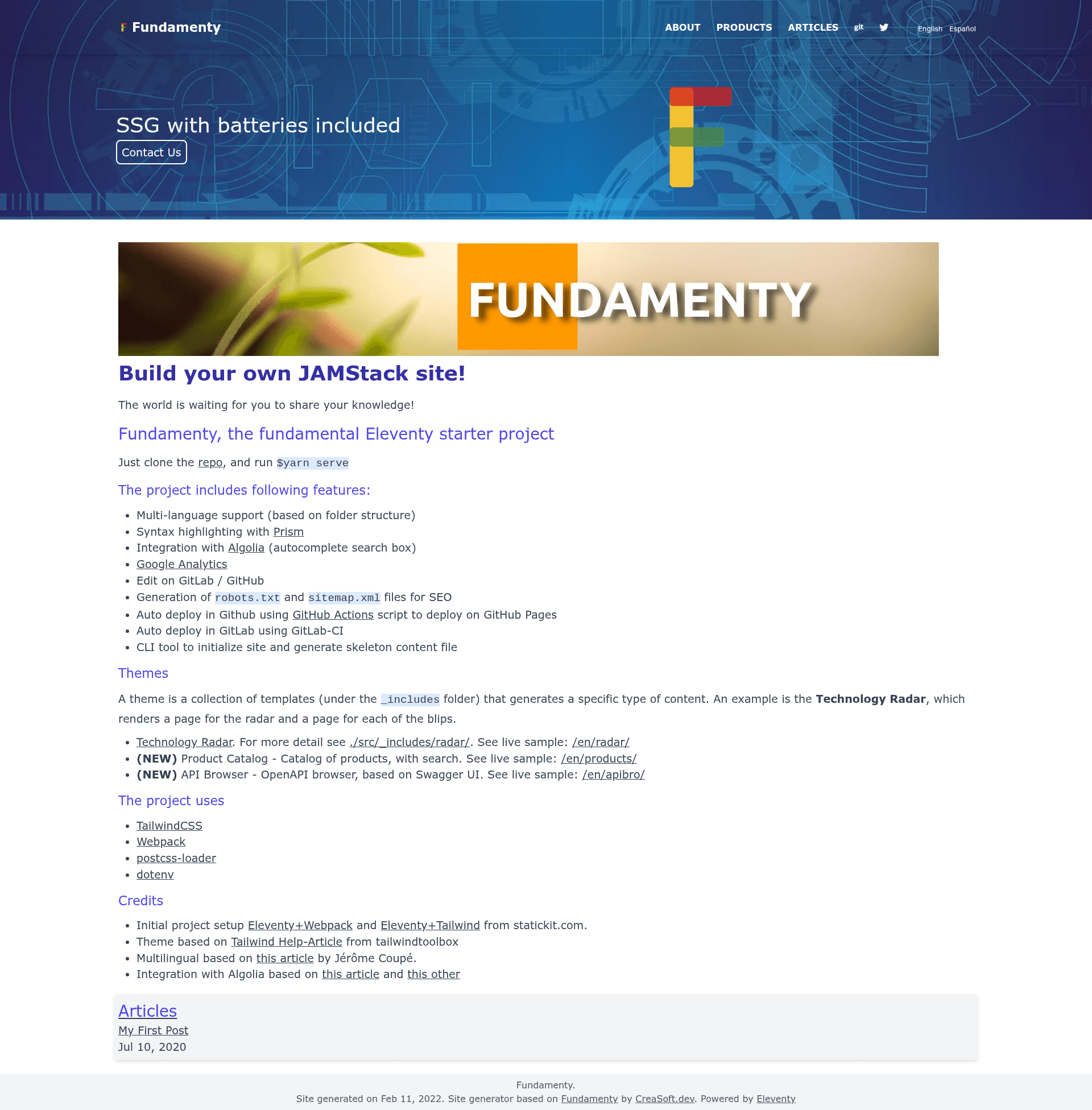 screenshot of Fundamenty on template0.com