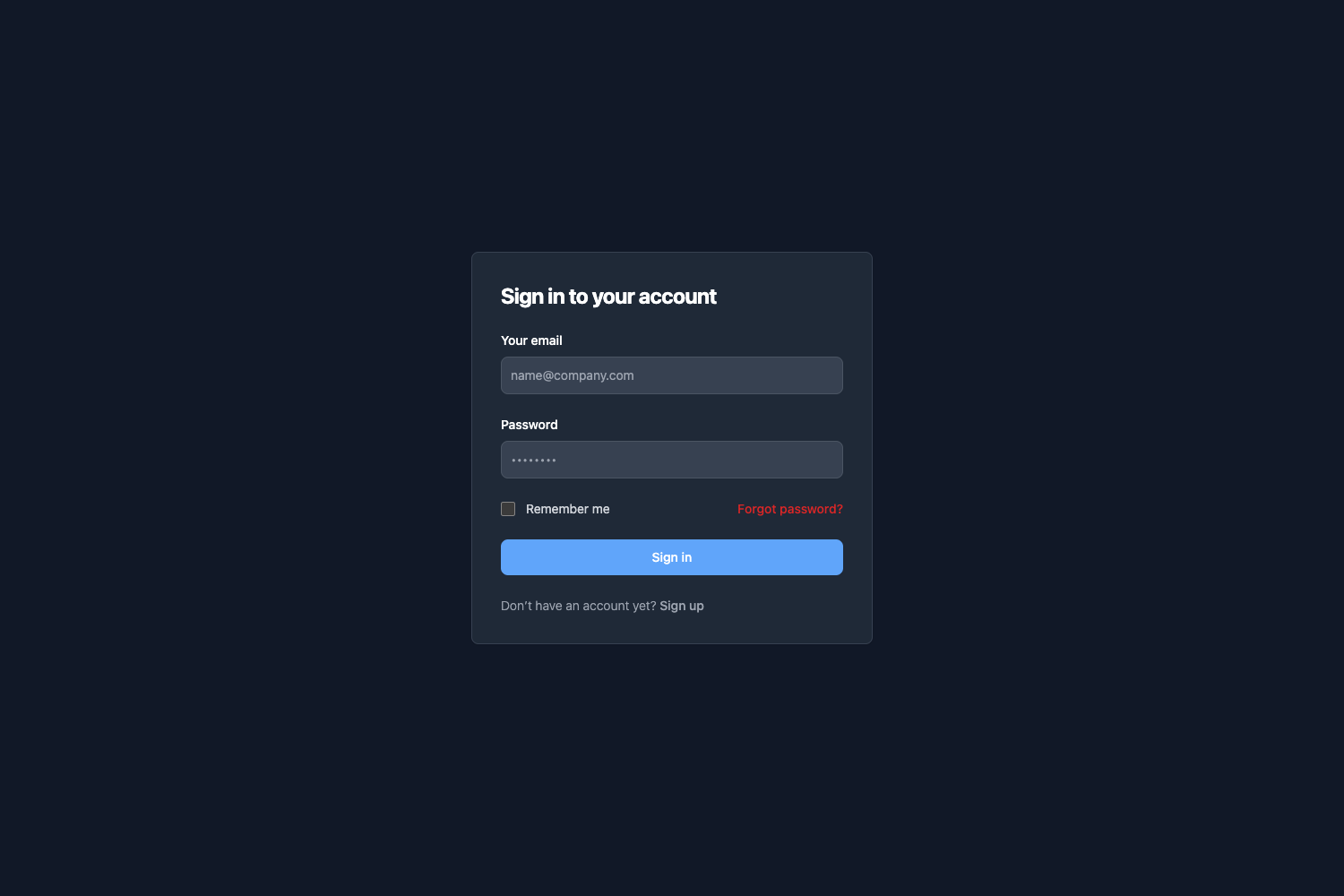 NextJS Dashboard Tailwind preview