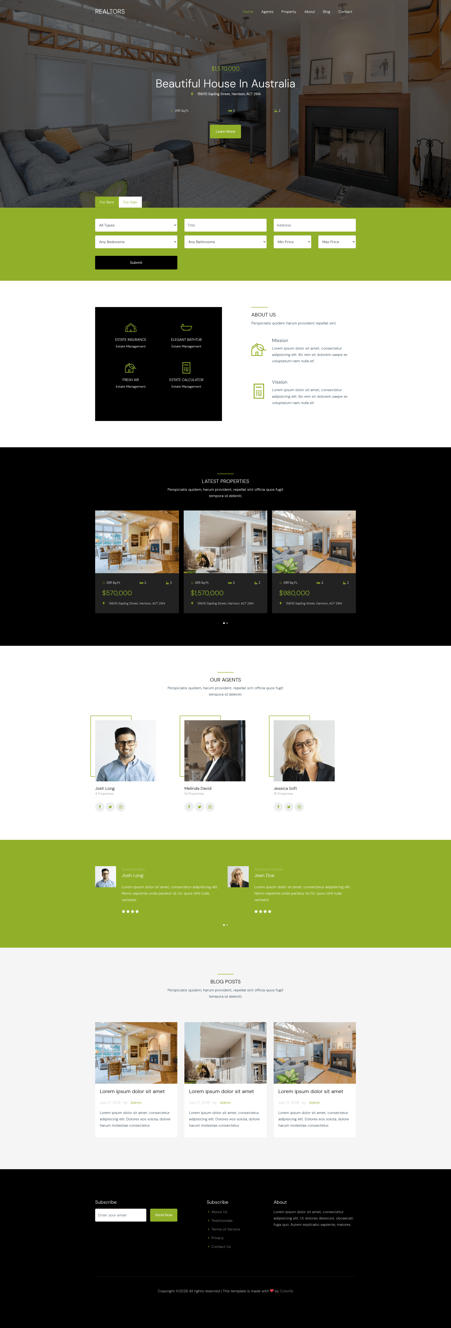 screenshot of Realtors on template0.com