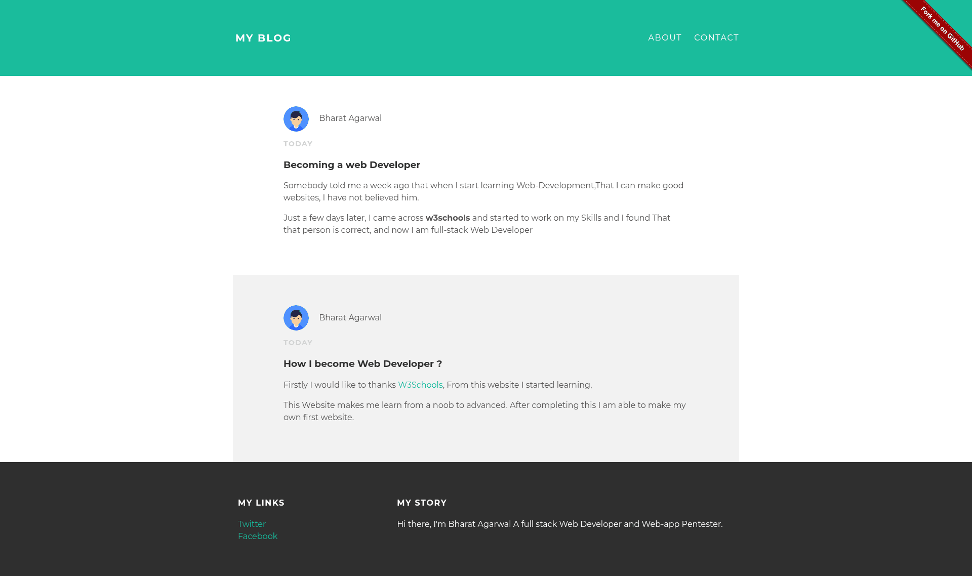 screenshot of Blog Template on template0.com